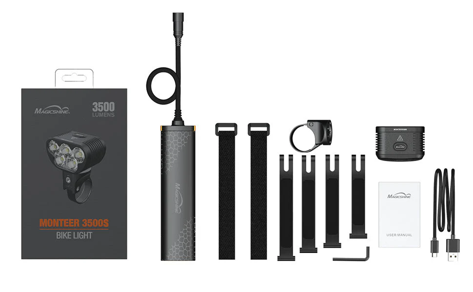 Magicshine Monteer 3500S Nebula Mountain Bike Light, 3500 lumens max Actual Output, 1800 Lumen Flood,1400 Lumen spot, 5200 mAh USB Rechargeable Battery Pack, IPX5 Water Resistent MTB Helmet Light - Image 8