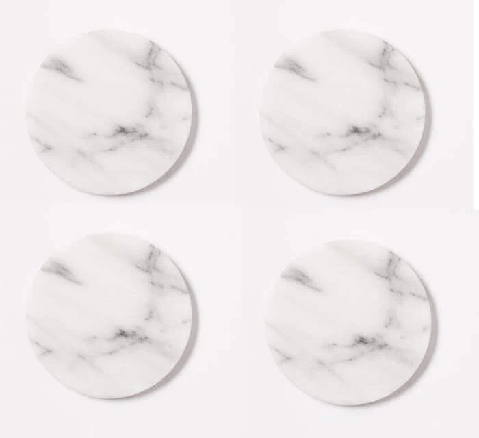 Marble 4" Round Coasters Semi-polished set of 4 - Image 2