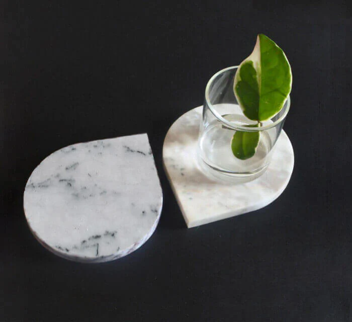 Marble 4"x5" Teardrop Coasters Semi-polished set of 2 - Image 2