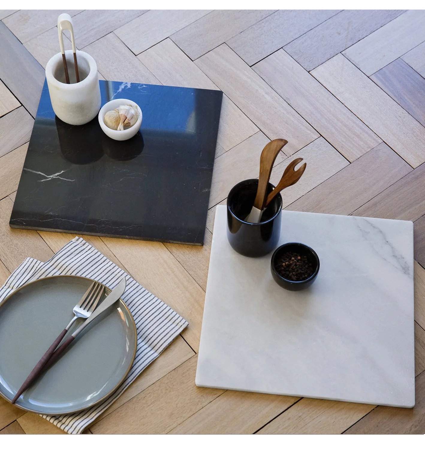 Marble Charcuterie Square Cutting/Serving Board Semi-Polished - Image 2