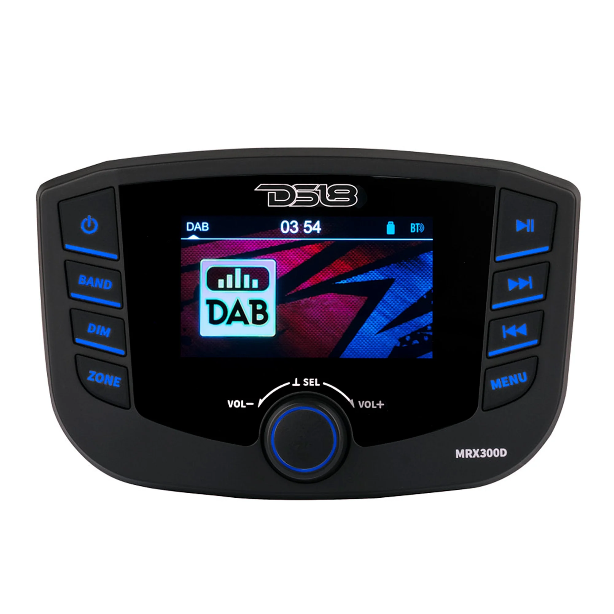 Marine Headunit TFT screen , 3 Zones, 4 volts Output, Bluetooth, RDS 4X50 Watts With DAB+ for Europe - Image 2