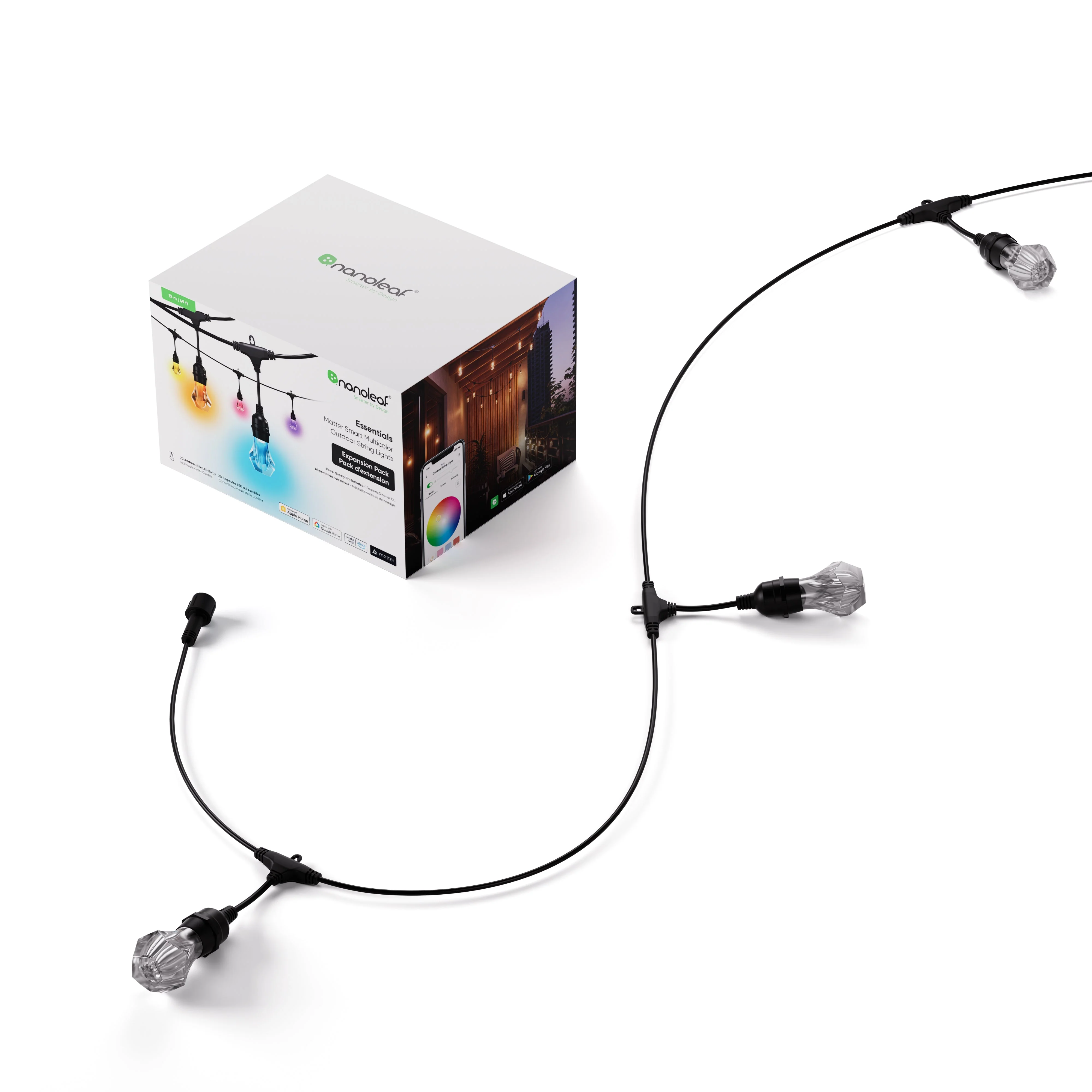 Matter Smart Multicolor Outdoor String Lights Expansion Pack 49ft (15m) - Image 7