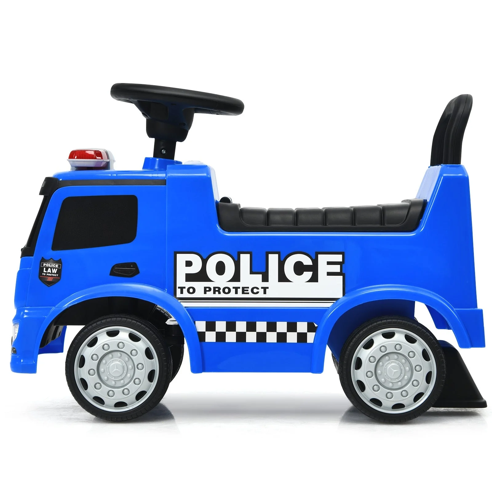 Mercedes Benz Kids Ride On Push Licensed Police Car-Blue - Image 6