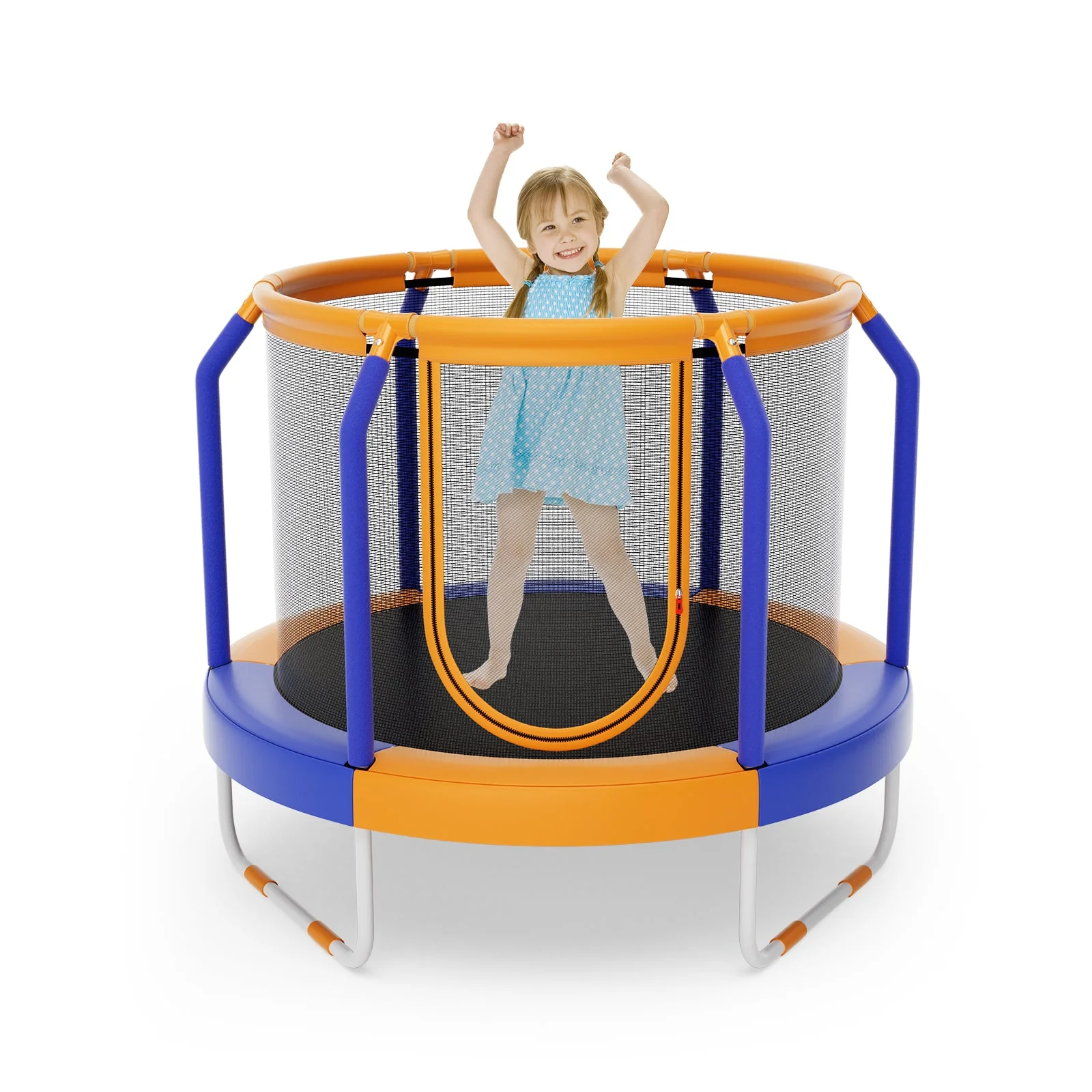 Mini Trampoline with Enclosure and Heavy-duty Metal Frame-Orange - Image 3