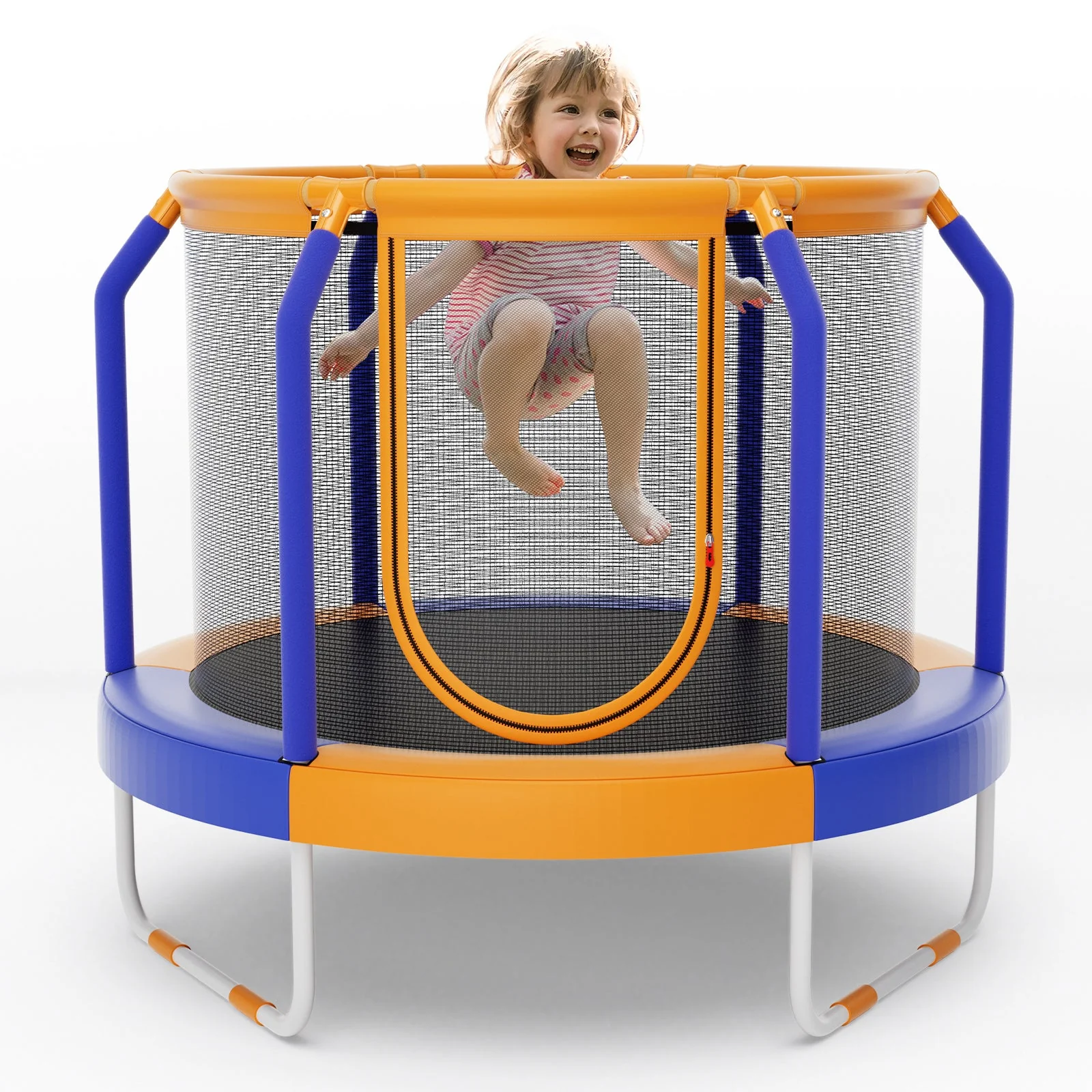 Mini Trampoline with Enclosure and Heavy-duty Metal Frame-Orange - Image 4