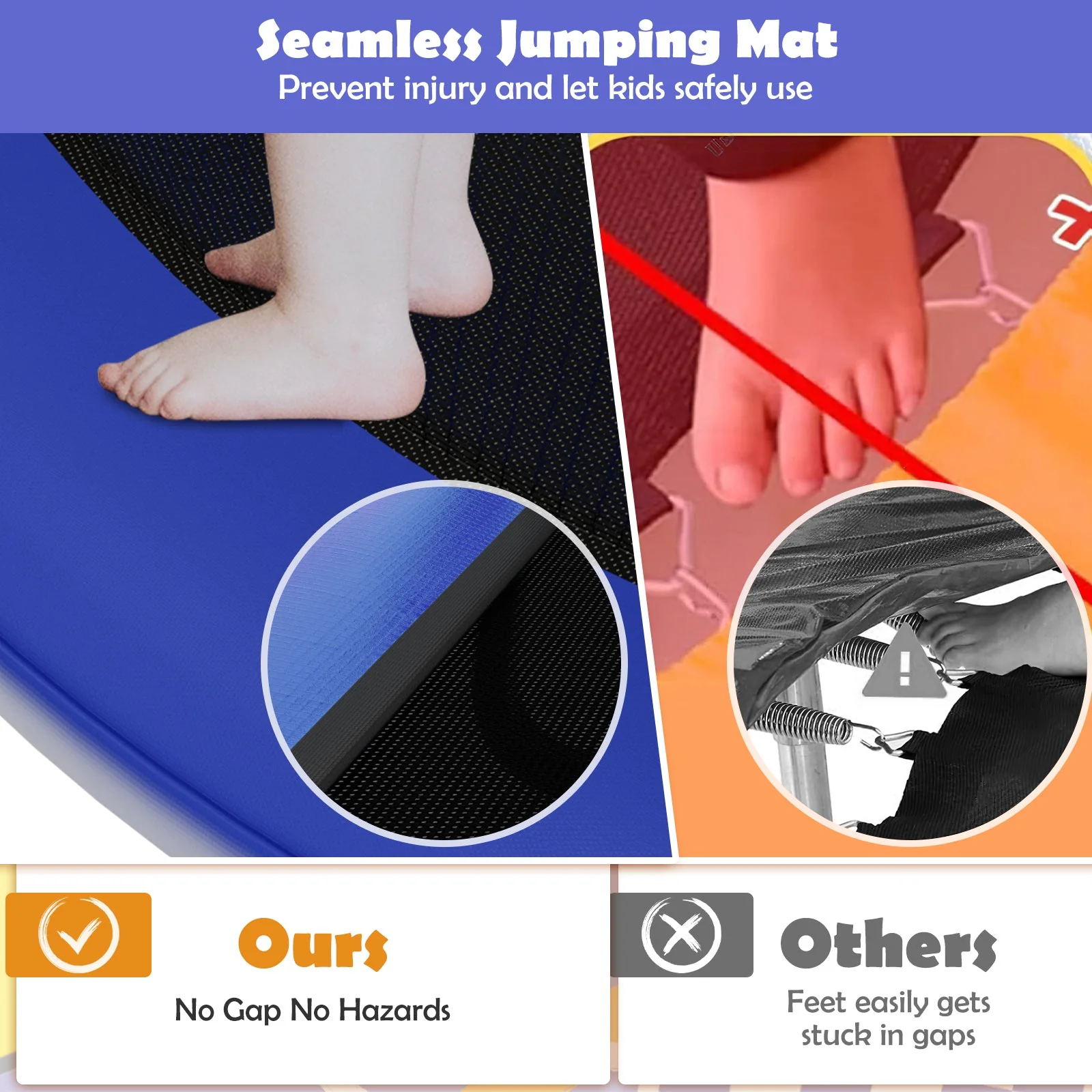 Mini Trampoline with Enclosure and Heavy-duty Metal Frame-Orange - Image 8