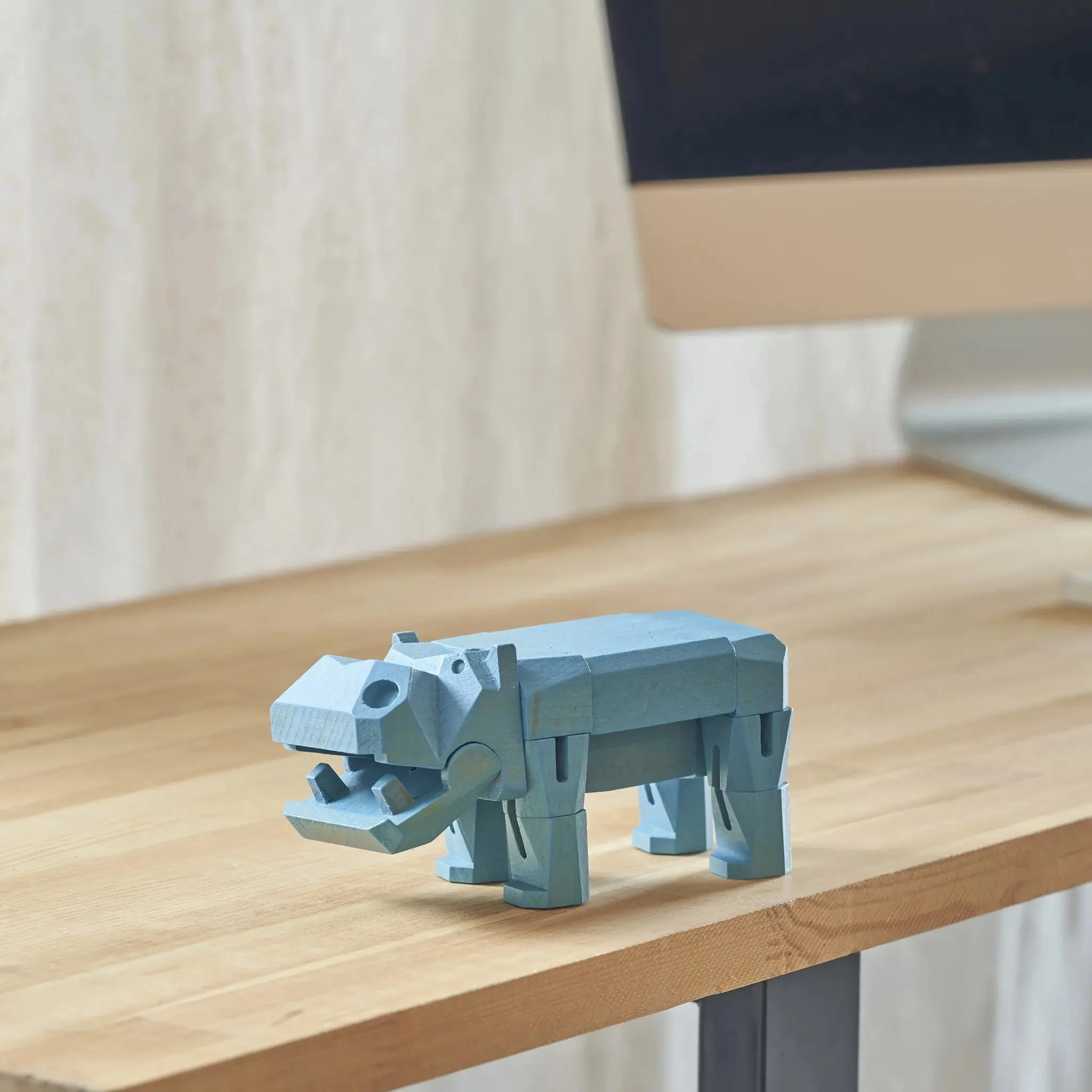 Modern Wooden Hippo Decor – Interactive Puzzle & Art Piece - Image 10