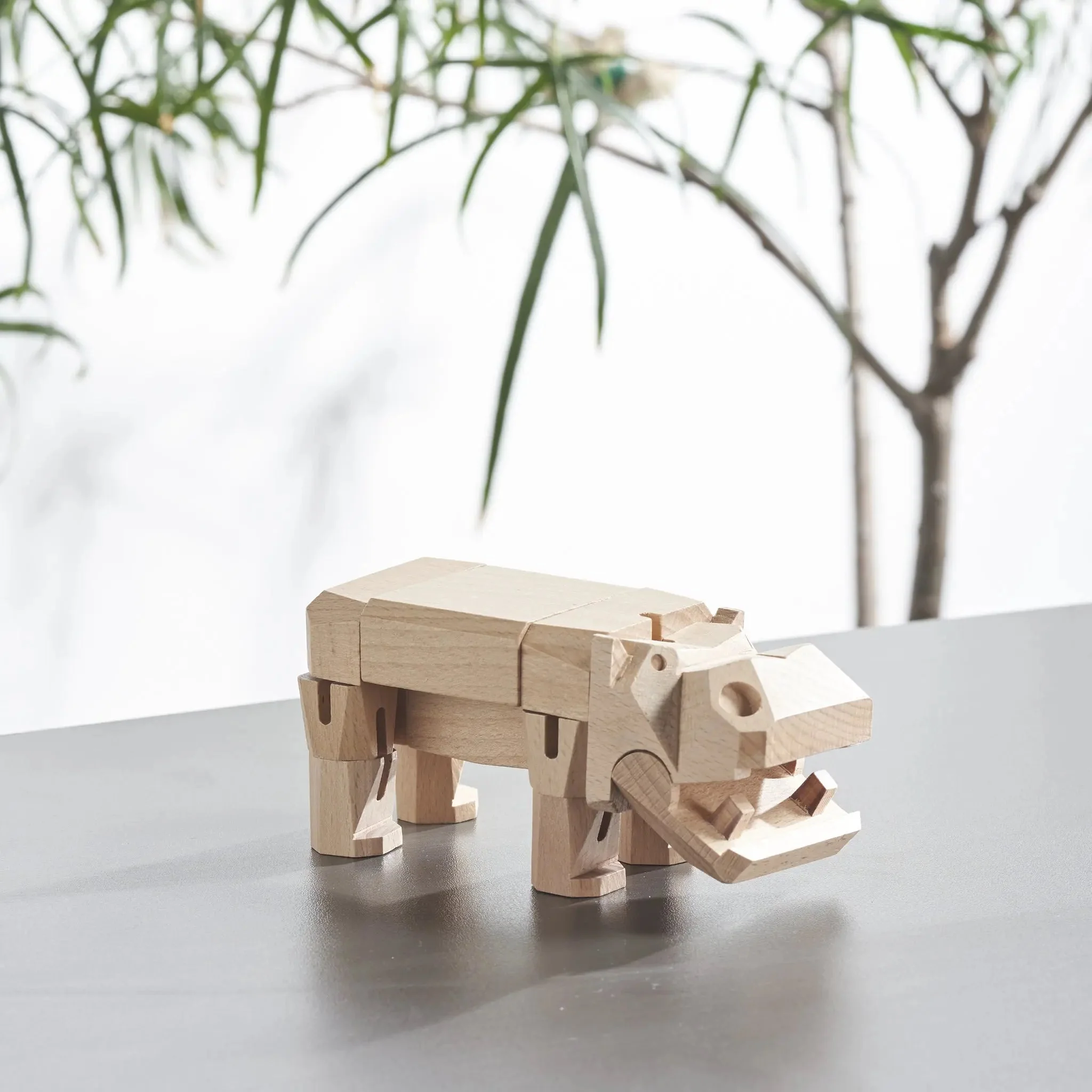 Modern Wooden Hippo Decor – Interactive Puzzle & Art Piece - Image 13