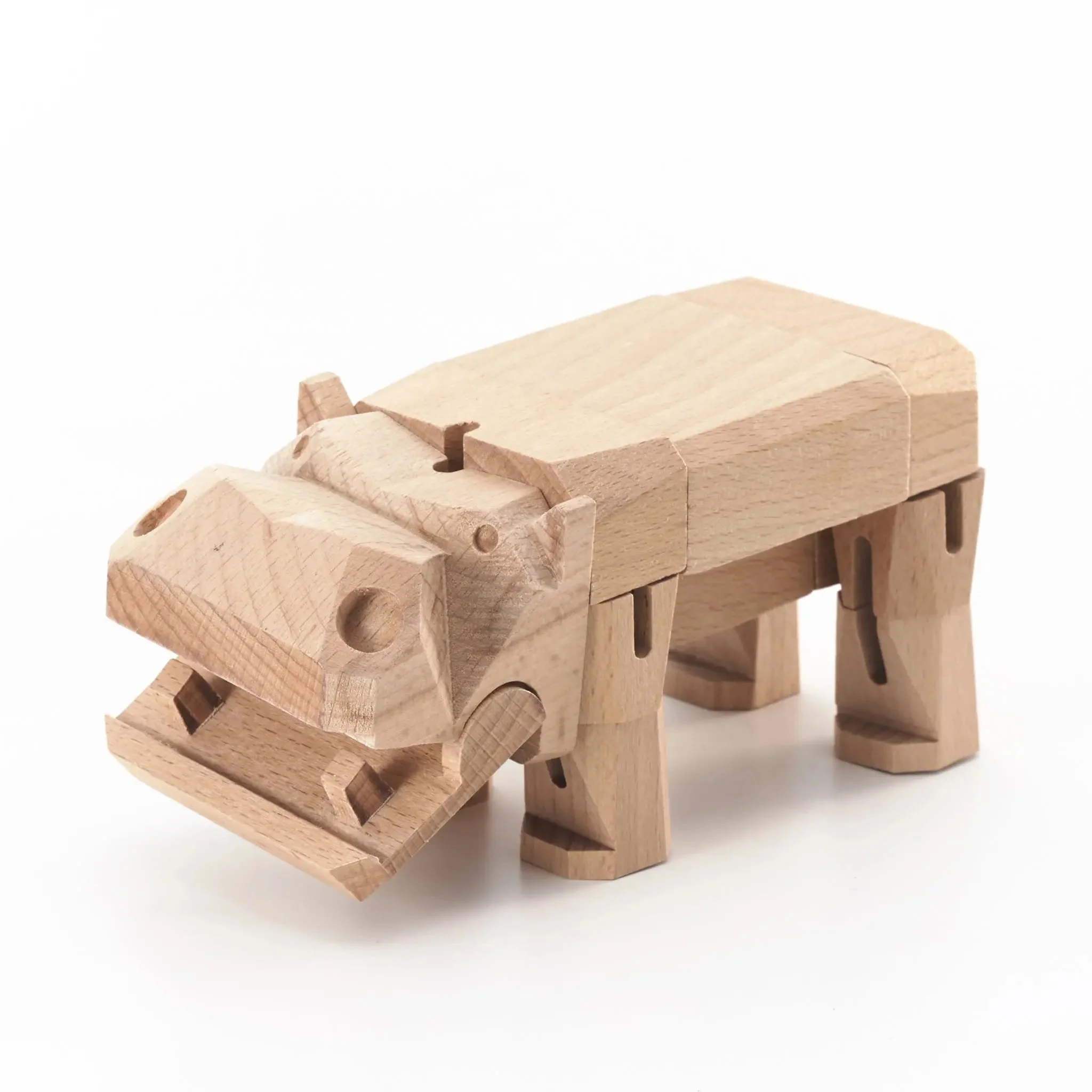 Modern Wooden Hippo Decor – Interactive Puzzle & Art Piece - Image 4