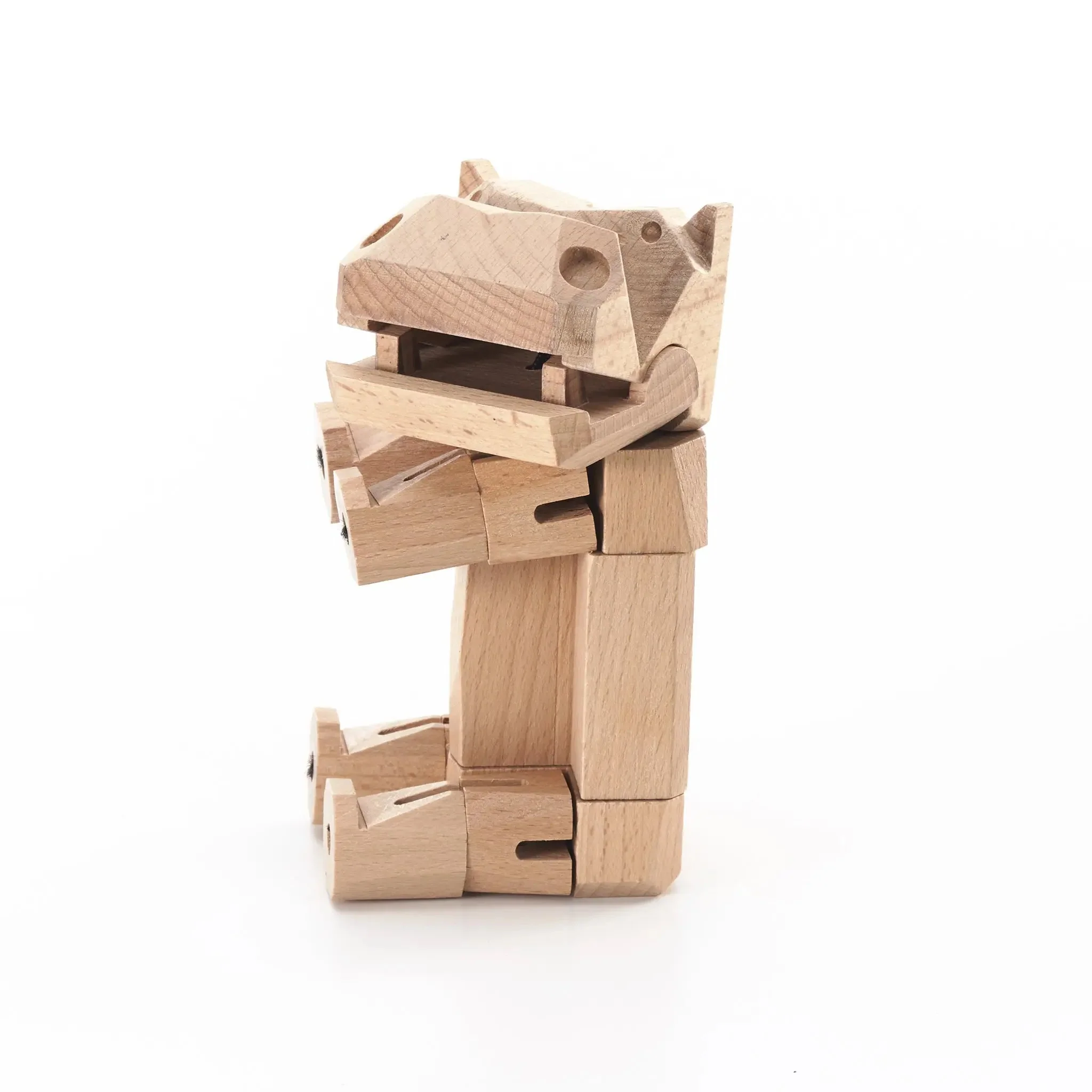 Modern Wooden Hippo Decor – Interactive Puzzle & Art Piece - Image 5