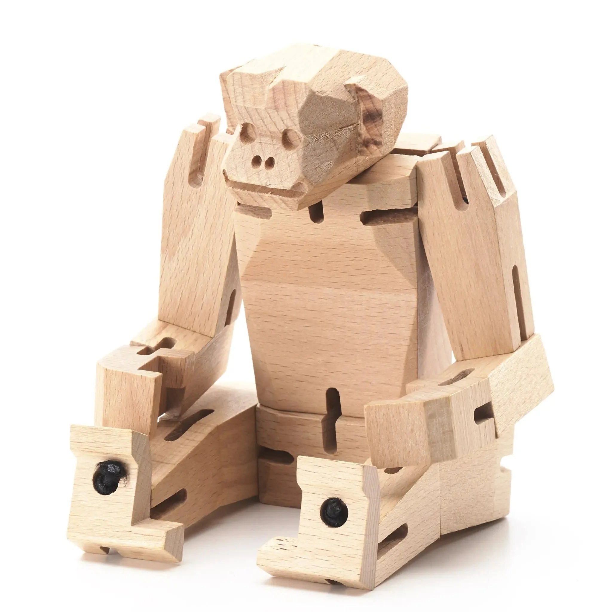 Modern Wooden Monkey Decor – Interactive Puzzle & Art Piece - Image 3