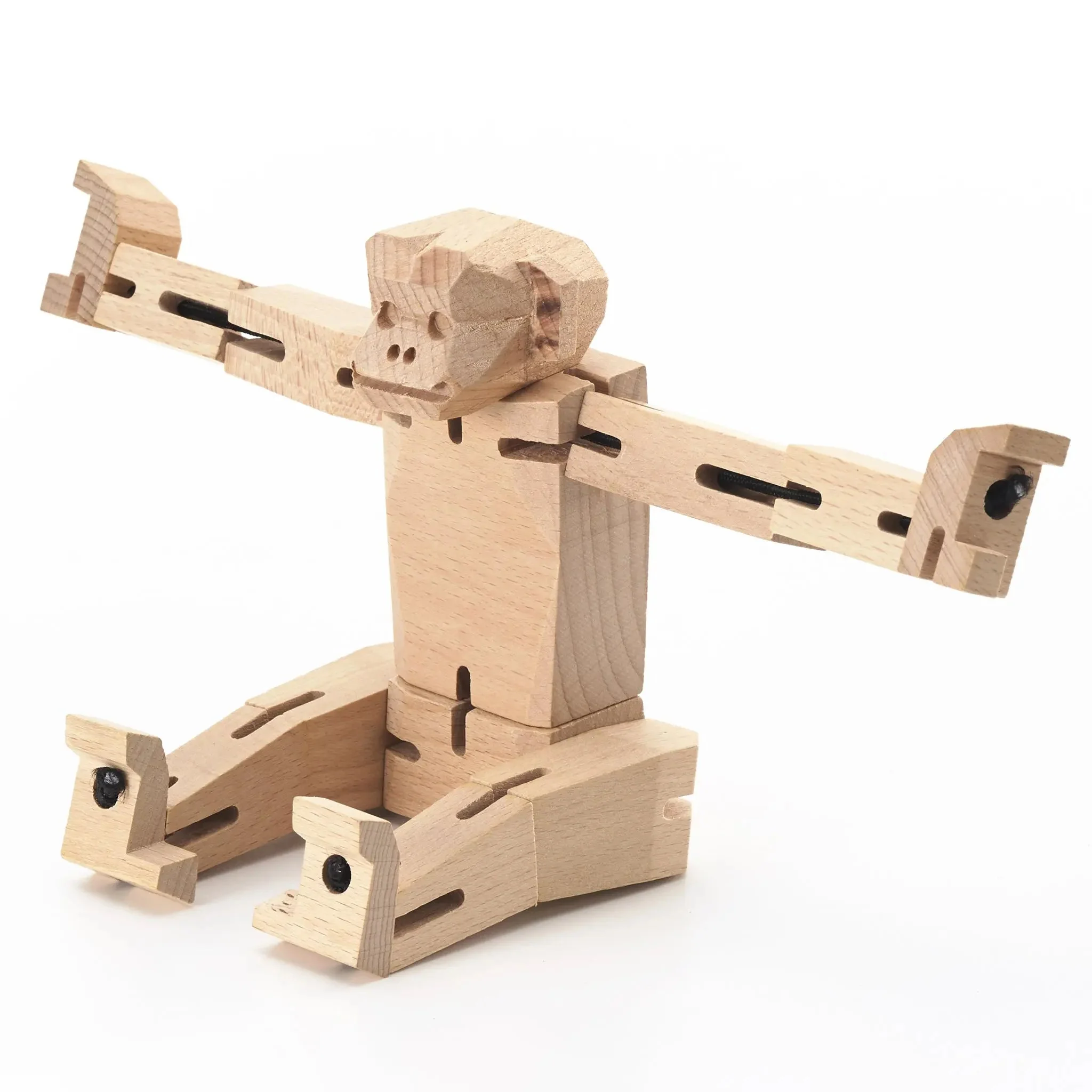 Modern Wooden Monkey Decor – Interactive Puzzle & Art Piece - Image 6