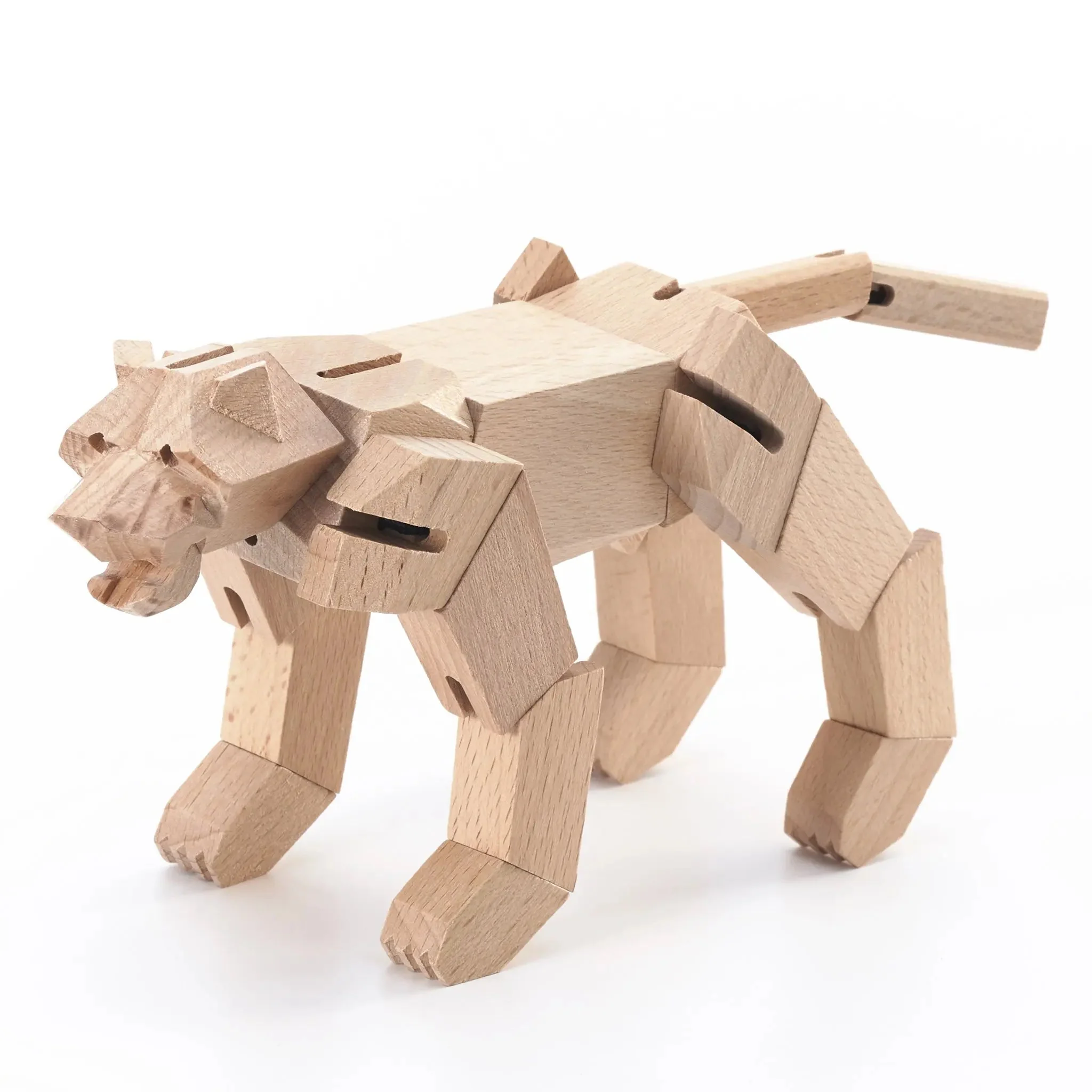 Modern Wooden Tiger Decor – Interactive Puzzle & Art Piece - Image 4