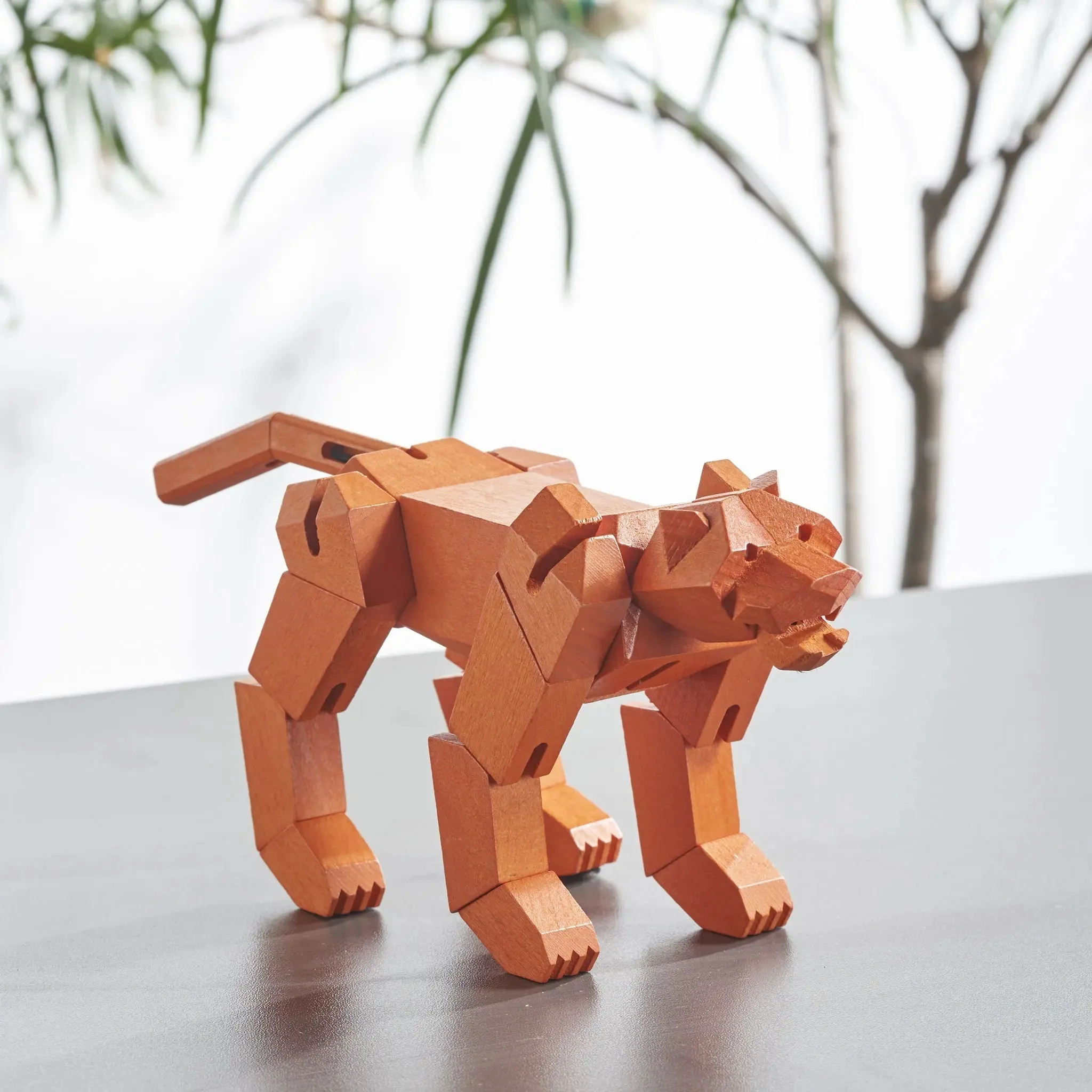 Modern Wooden Tiger Decor – Interactive Puzzle & Art Piece - Image 9