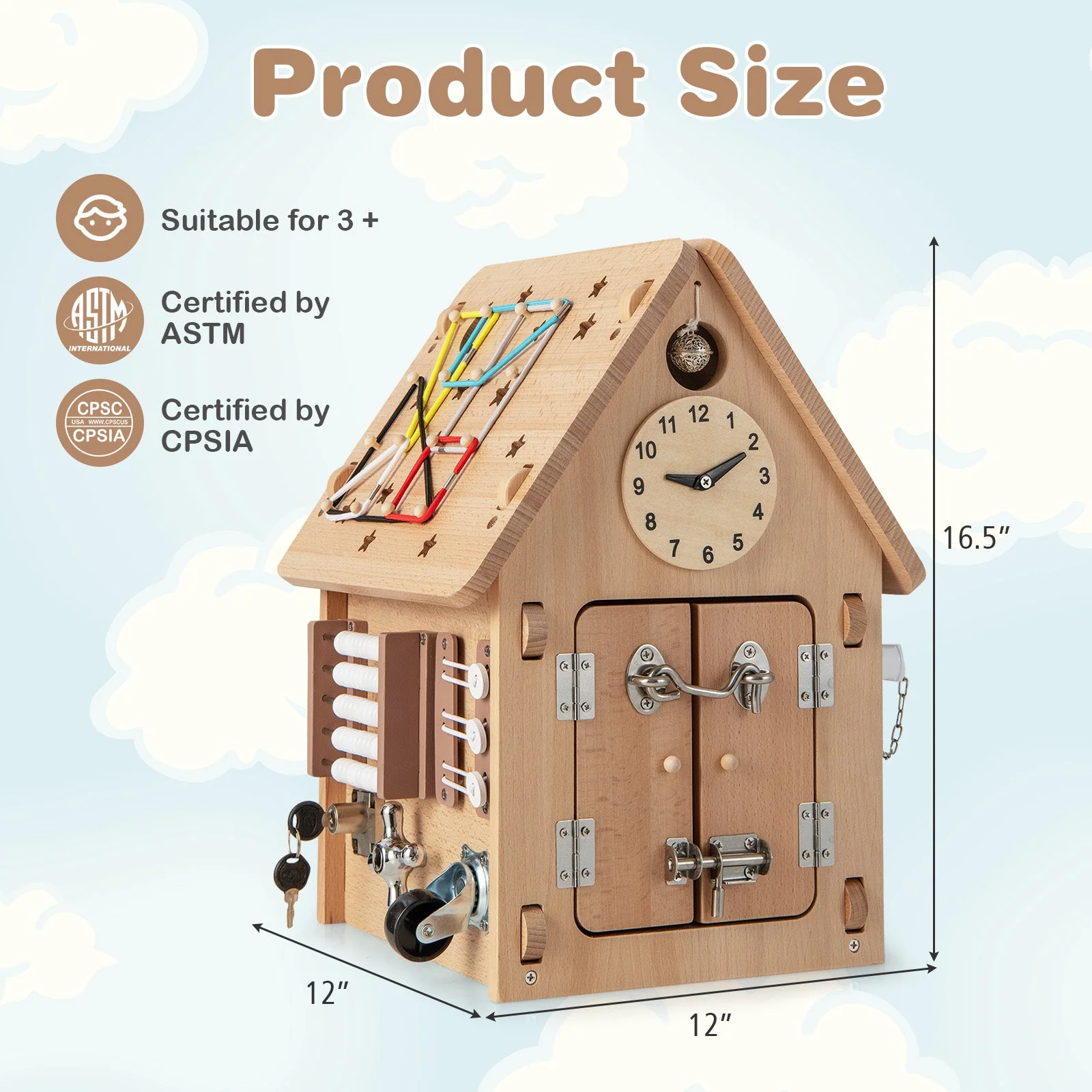 Multi-purpose Busy House with Sensory Games and Interior Storage Space - Image 5