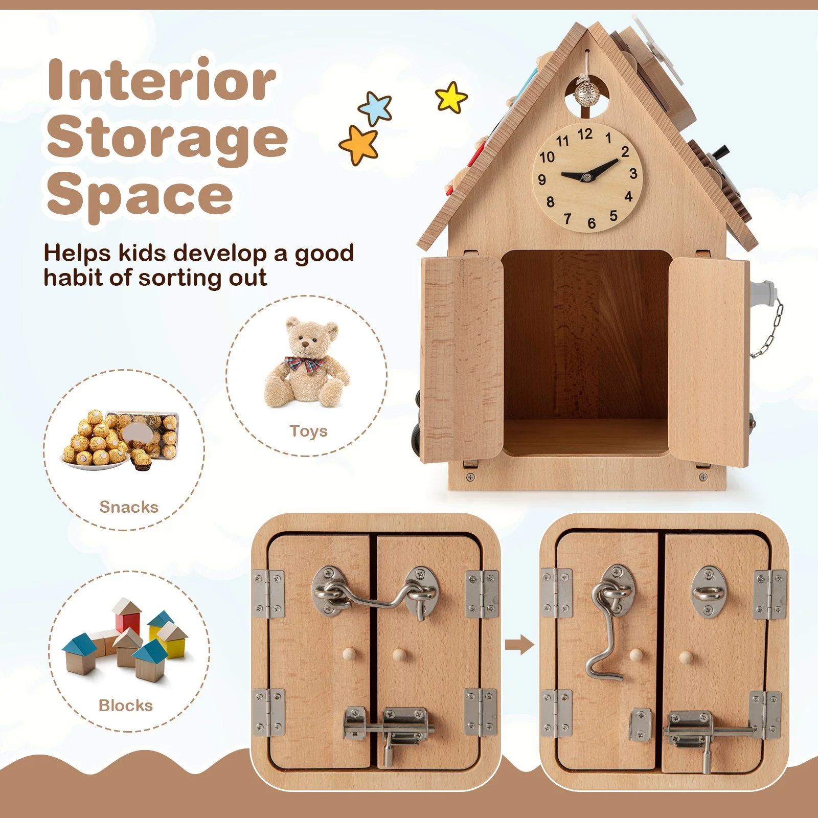 Multi-purpose Busy House with Sensory Games and Interior Storage Space - Image 6