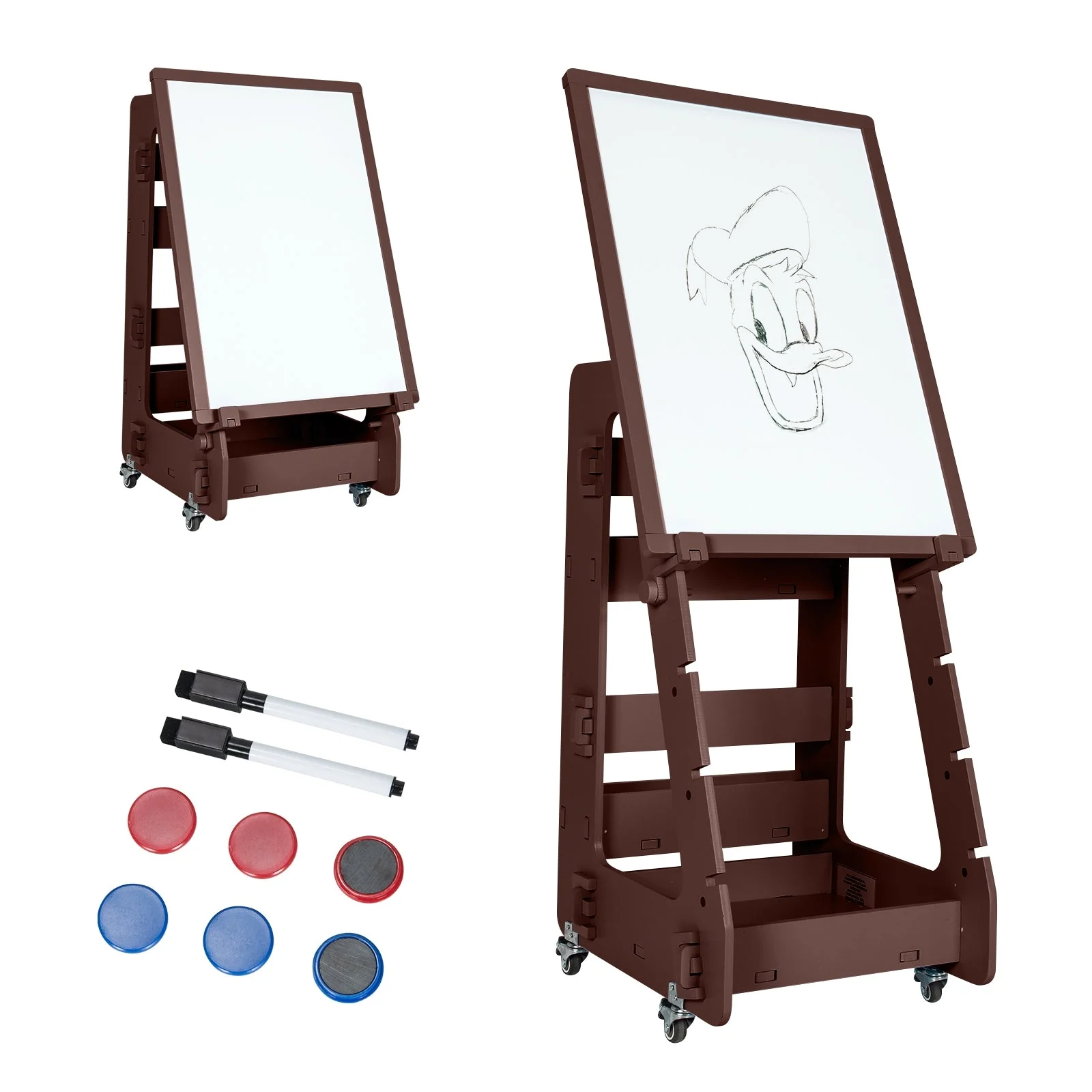 Multifunctional Kids' Standing Art Easel with Dry-Erase Board -Coffee - Image 4
