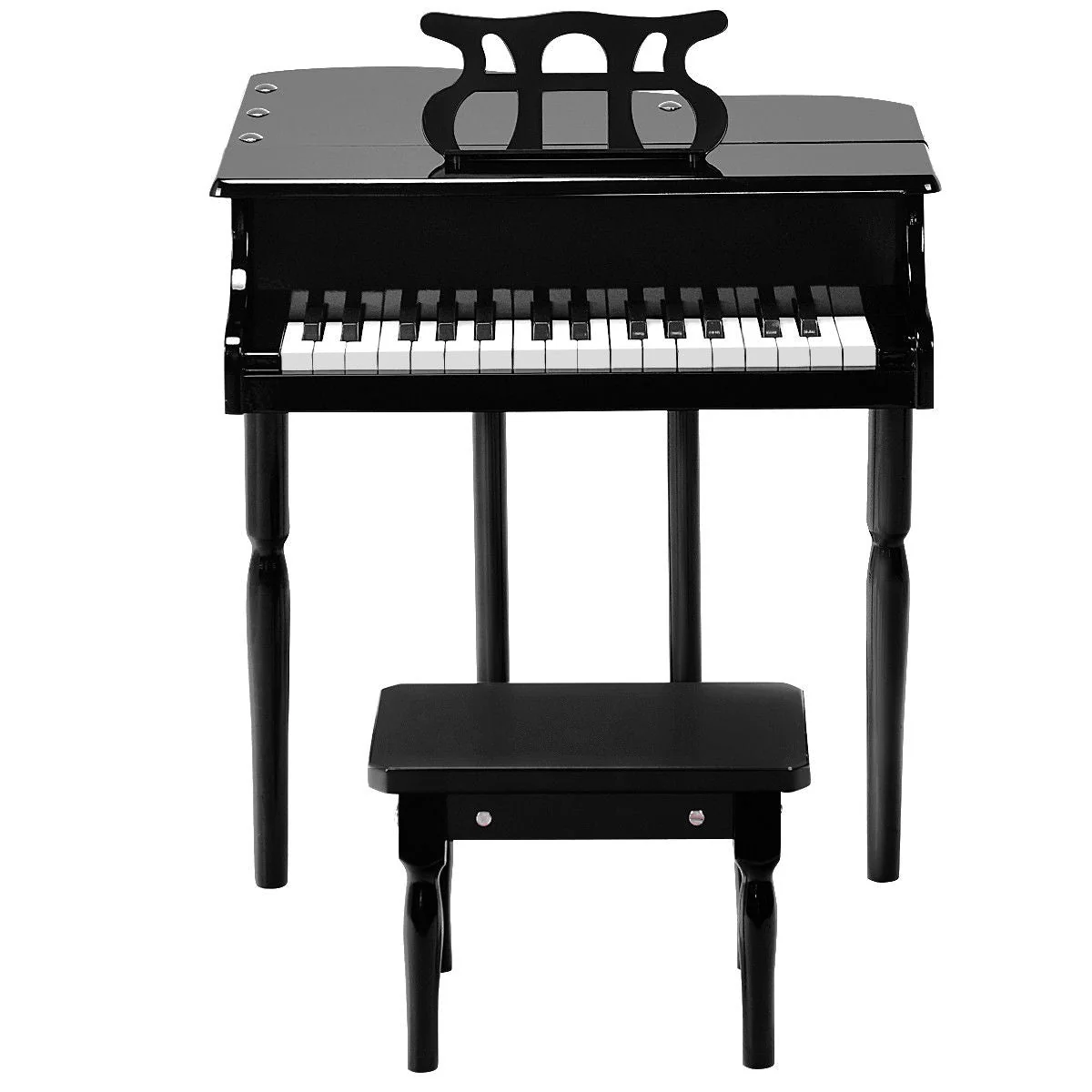 Musical Instrument Toy 30-Key Children Mini Grand Piano with Bench-Black - Image 4