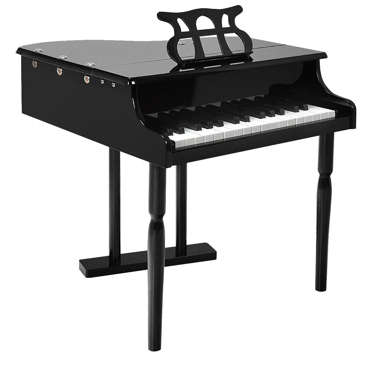Musical Instrument Toy 30-Key Children Mini Grand Piano with Bench-Black - Image 5
