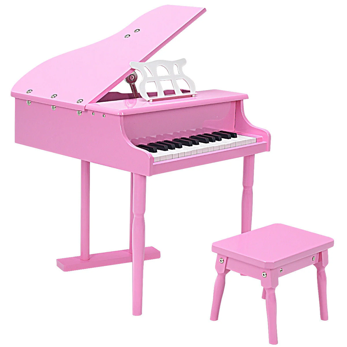 Musical Instrument Toy 30-Key Children Mini Grand Piano with Bench-Pink - Image 2