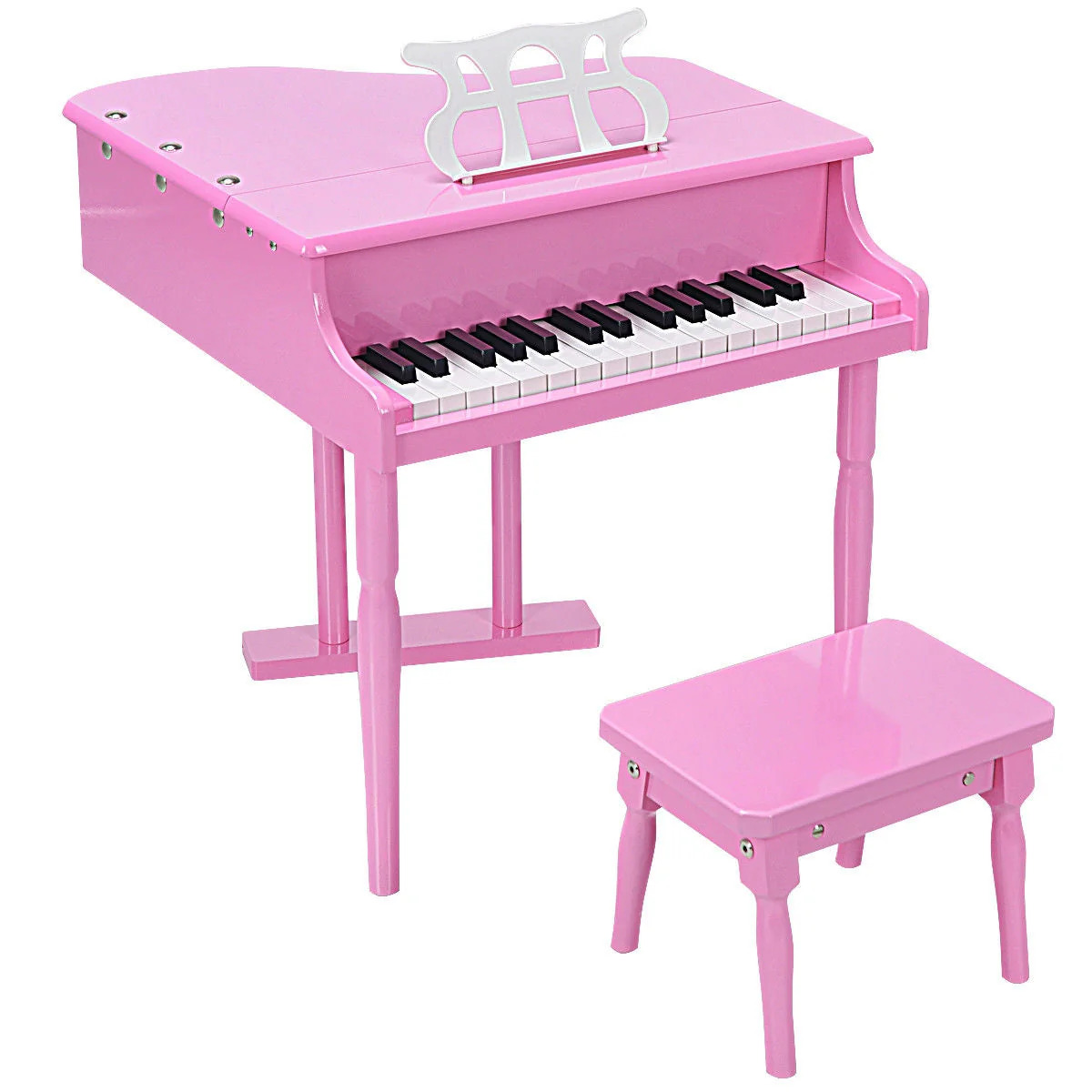 Musical Instrument Toy 30-Key Children Mini Grand Piano with Bench-Pink - Image 3