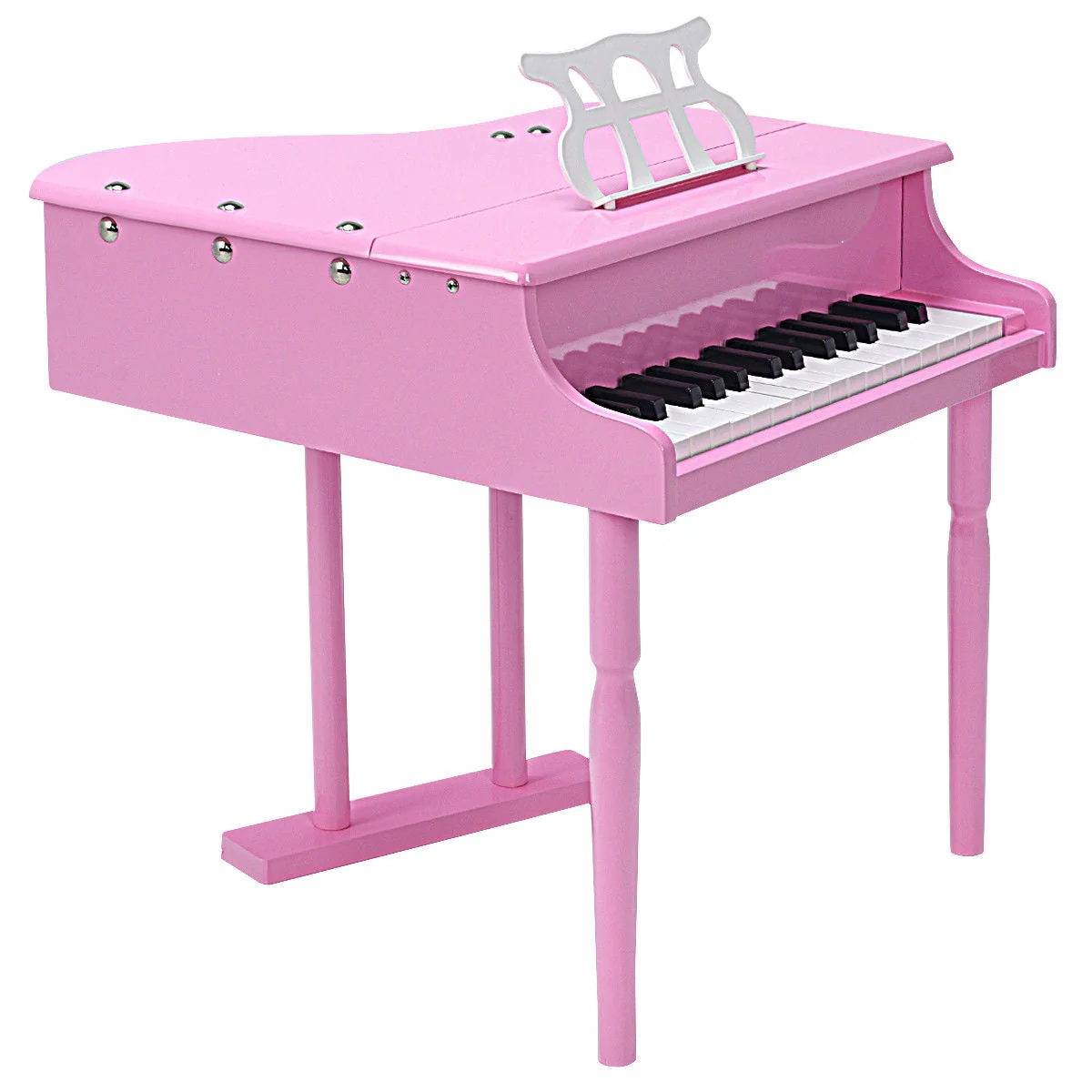 Musical Instrument Toy 30-Key Children Mini Grand Piano with Bench-Pink - Image 5
