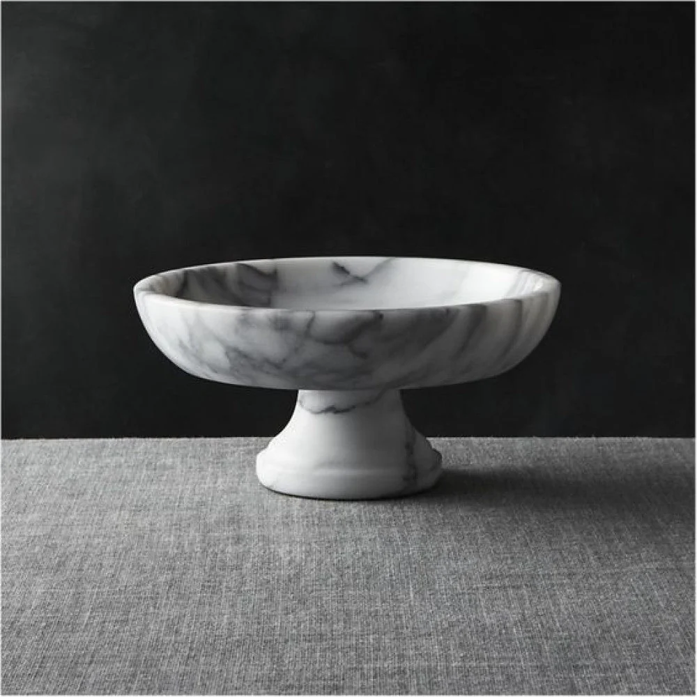 New York White Marble Fruit/Salad Decorative Bowl Semi-Polished - Image 2