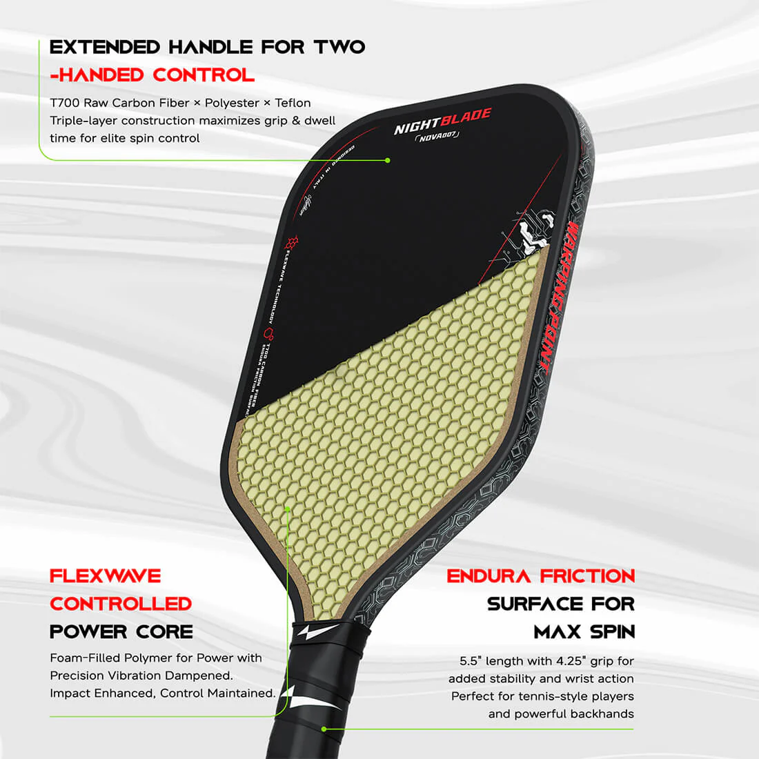 NightBlade Pickleball Paddle - 16mm - Image 3