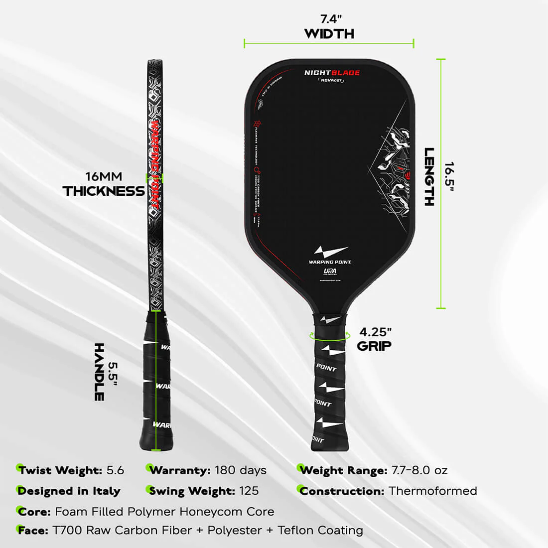 NightBlade Pickleball Paddle - 16mm - Image 5