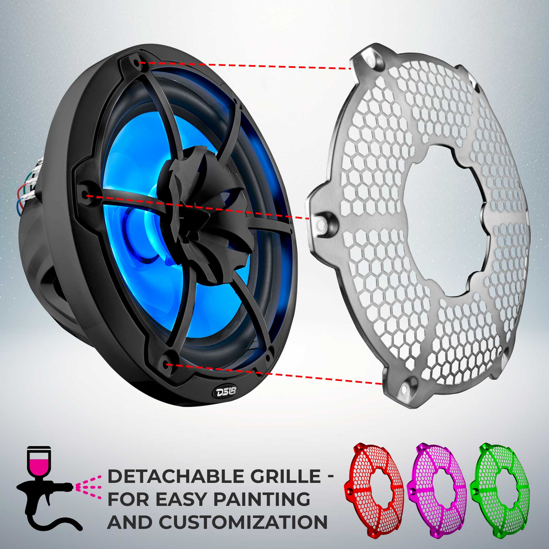 NXL 10" 2-Way Coaxial Marine Speaker With LED RGB Lights 200 Watts Rms 4-Ohm - Image 2