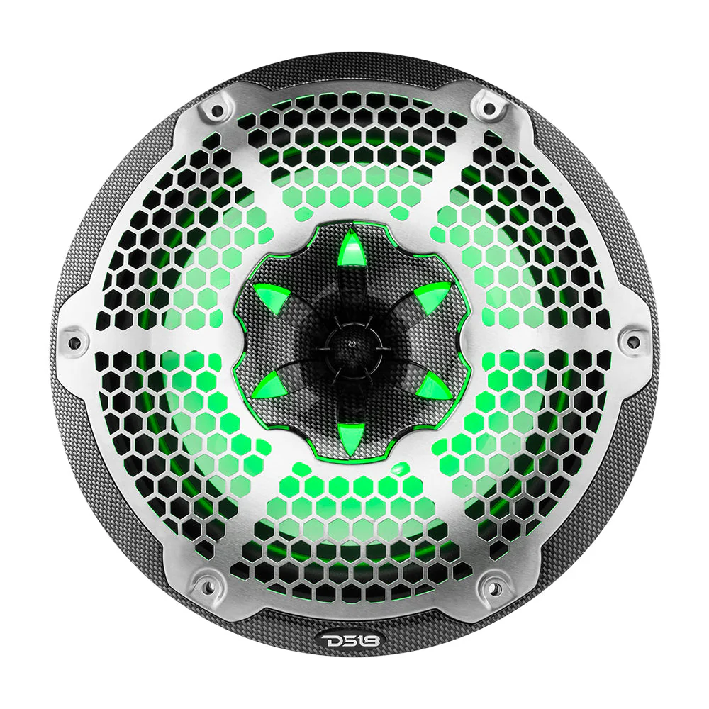 NXL 10" 2-Way Coaxial Marine Speaker With LED RGB Lights 200 Watts Rms 4-Ohm -Black Carbon Fiber - Image 3