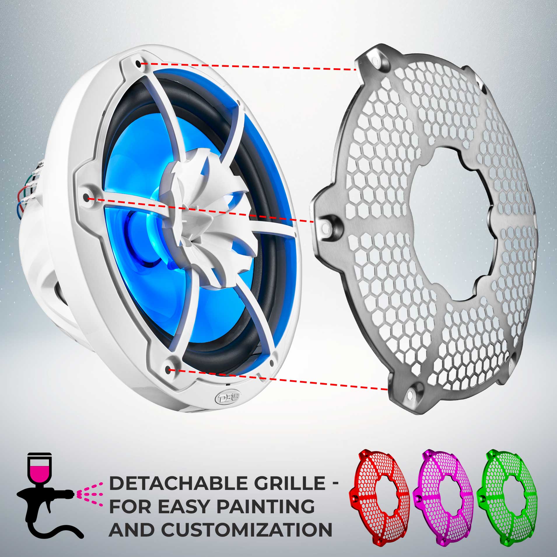 NXL 10" 2-Way Coaxial Marine Speaker with RGB LED Lights 200 Watts Rms 4-Ohm - Image 2