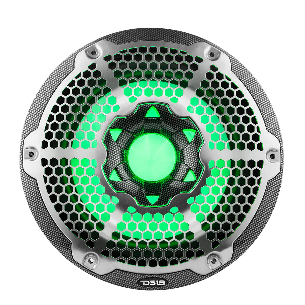 NXL 10" Marine Subwoofer With LED RGB Lights 300 Watts Rms SVC 4-Ohm -Black Carbon Fiber - Image 4