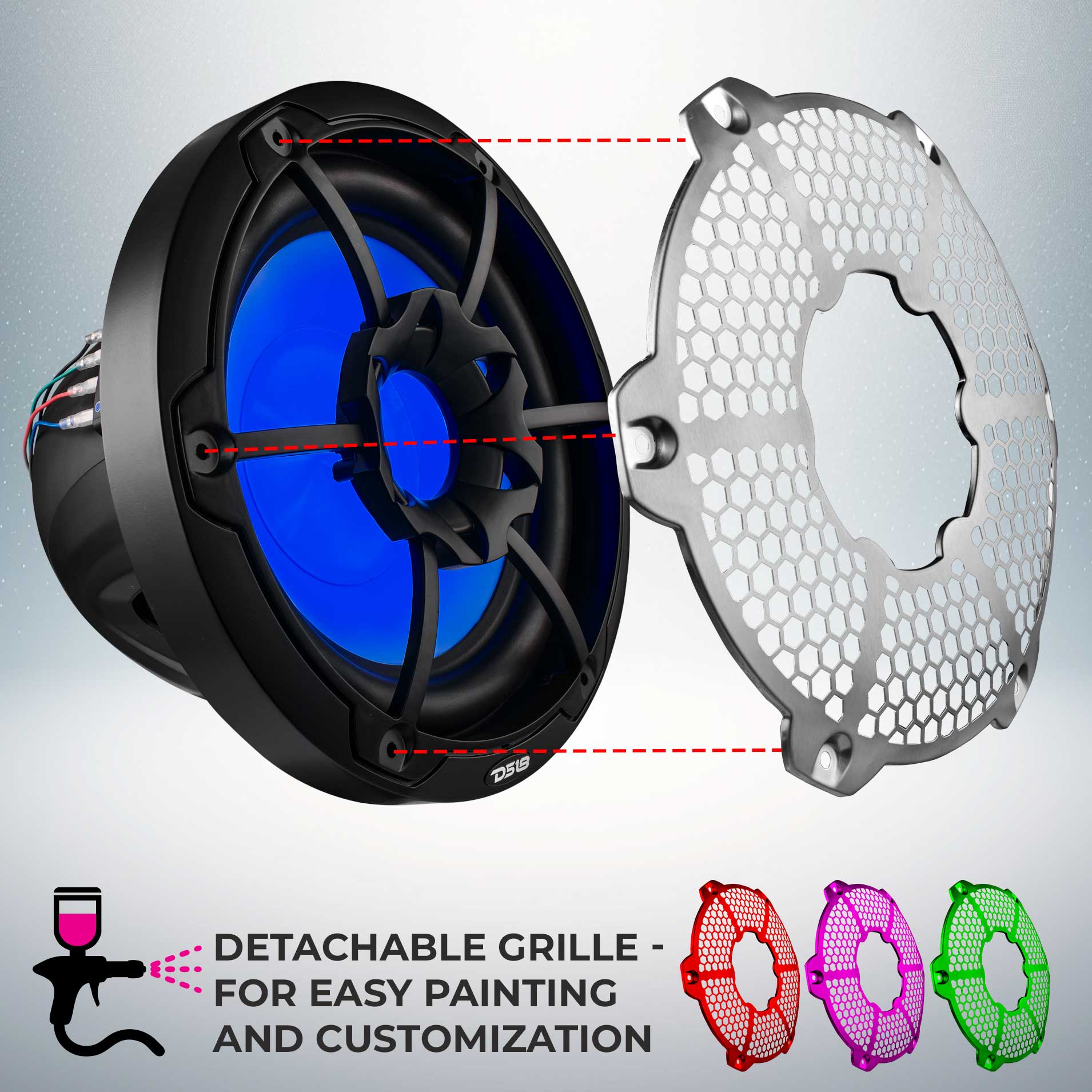 NXL 10" Marine Subwoofer with RGB LED Lights 300 Watts Rms SVC 4-Ohm - Black - Image 2