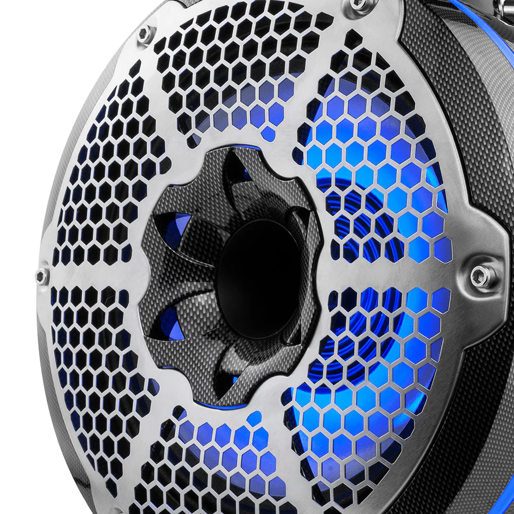 NXL 10" Neodymium Marine and Powersports Towers with Built-in Passive Radiator, 1" Driver and LED RGB Lights 300 Watts Rms -Black Carbon Fiber - Image 2