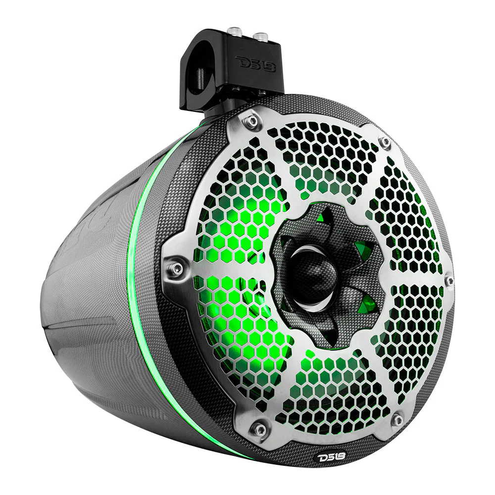 NXL 10" Neodymium Marine and Powersports Towers with Built-in Passive Radiator, 1" Driver and LED RGB Lights 300 Watts Rms -Black Carbon Fiber - Image 4
