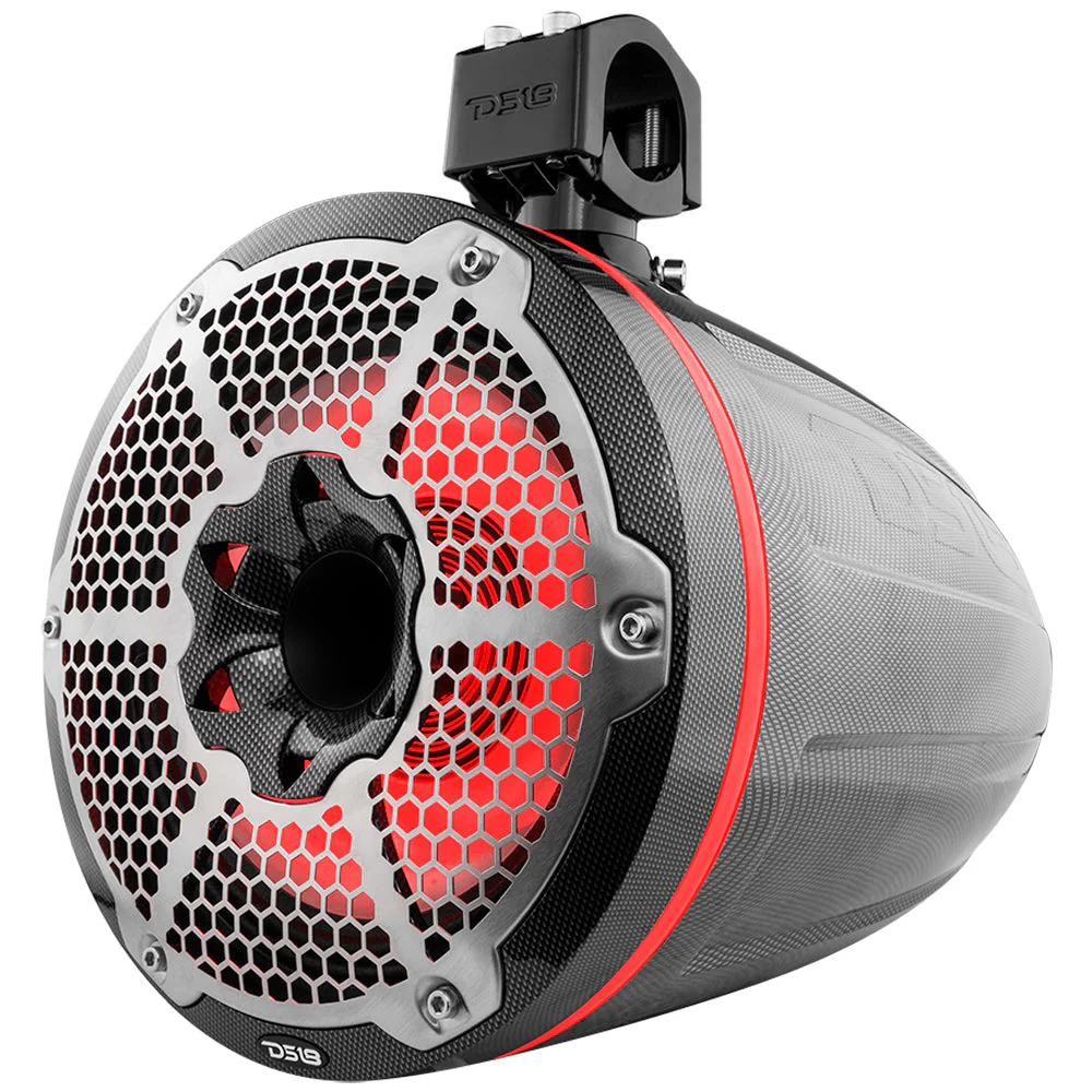 NXL 10" Neodymium Marine and Powersports Towers with Built-in Passive Radiator, 1" Driver and LED RGB Lights 300 Watts Rms -Black Carbon Fiber - Image 5