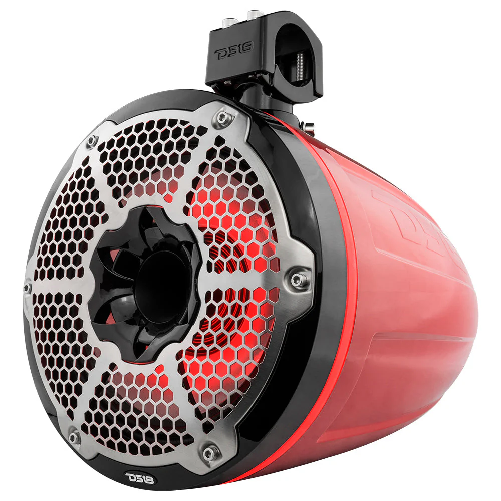 NXL 10" Neodymium Marine and Powersports Towers with Built-in Passive Radiator, 1" Driver and LED RGB Lights 300 Watts Rms -Red - Image 8