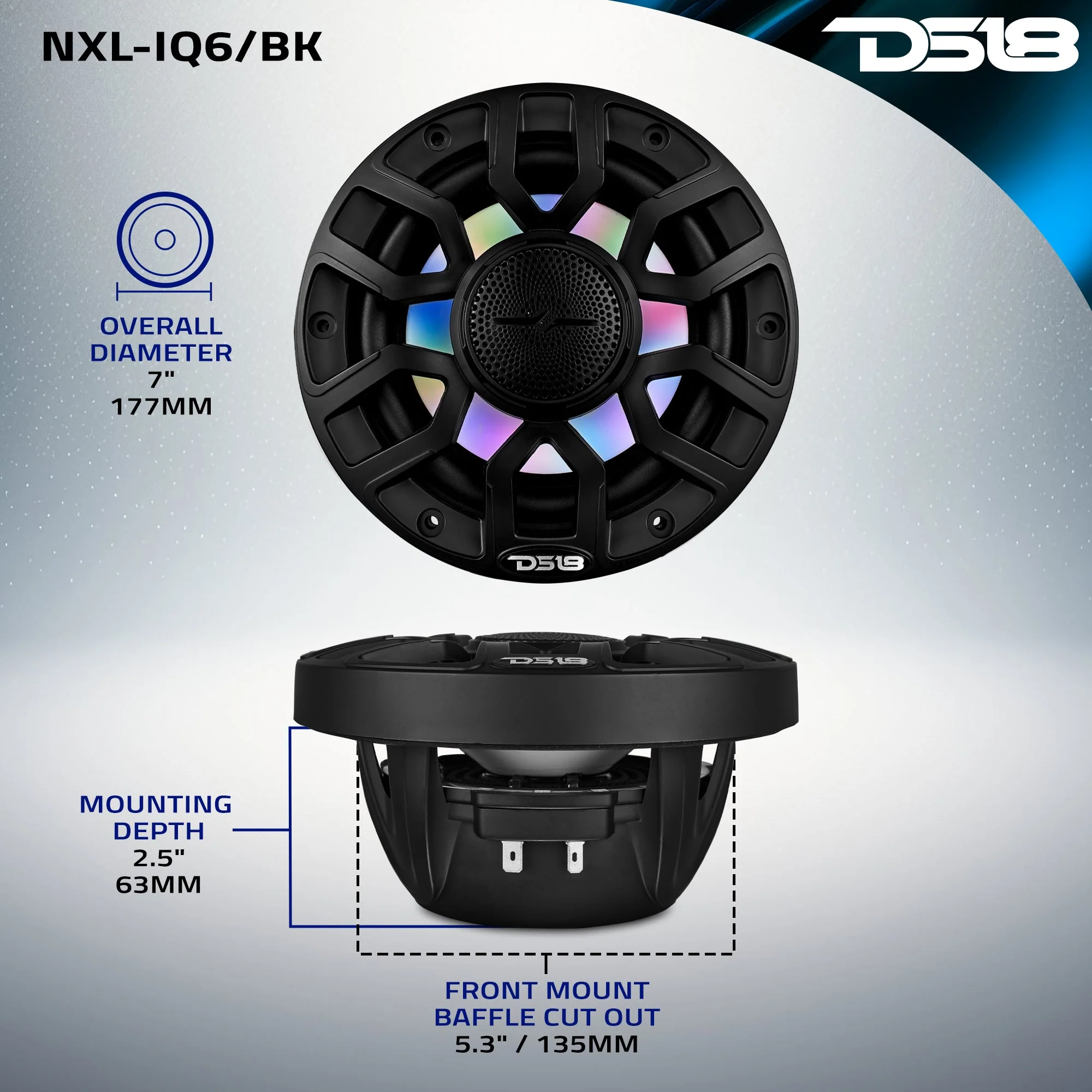 NXL 6.5" 2-Way Coaxial Marine Speaker With Digital Led Lights And Bullet Tweeter 150 Watts 4-Ohm - Image 9