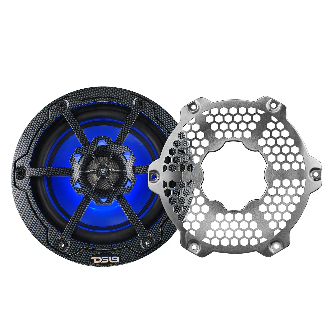 NXL 6.5" 2-Way Coaxial Marine Speaker With LED RGB Lights 100 Watts Rms 4-Ohm - Black Carbon Fiber - Image 9