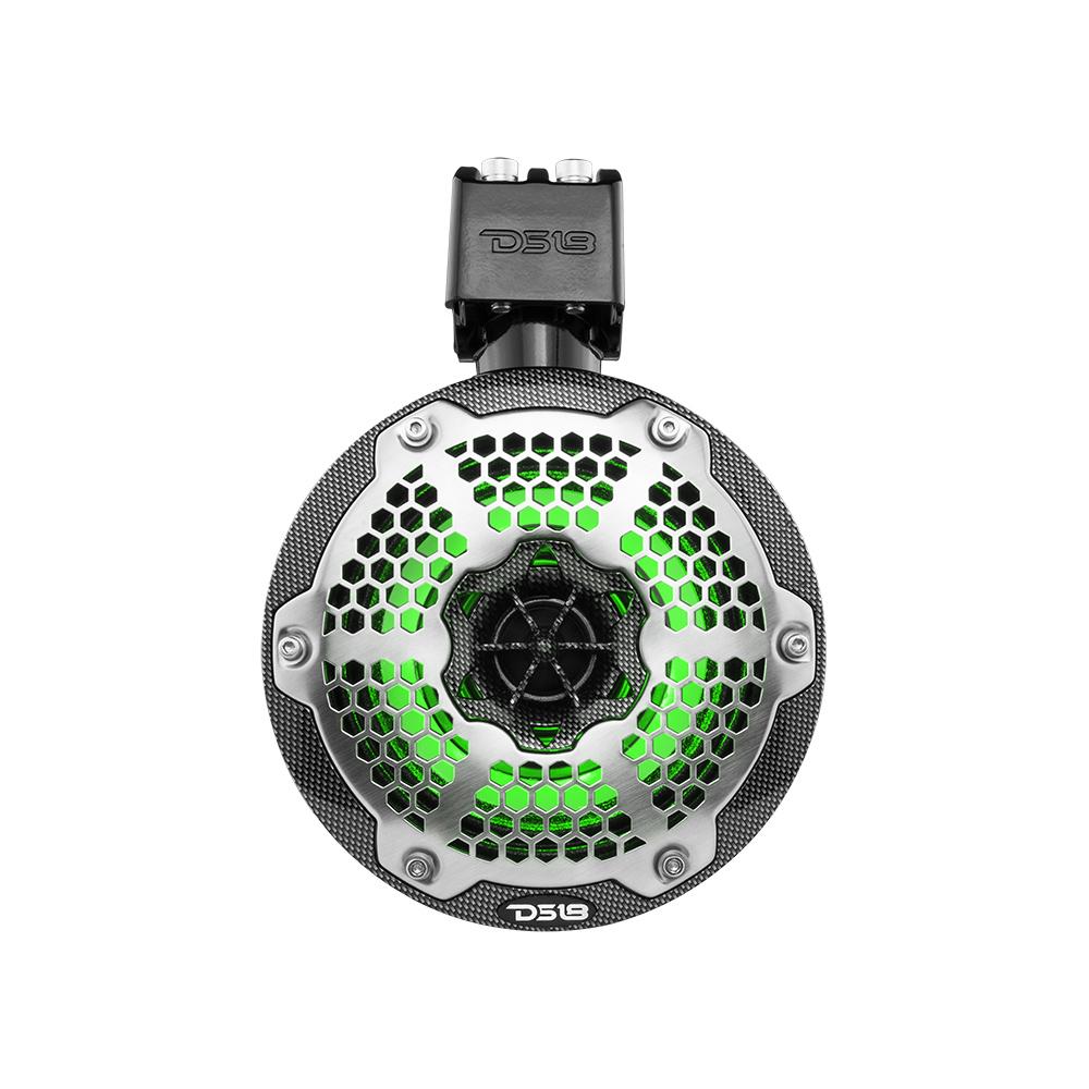NXL 6.5" Neodymium Marine and Powersports Towers with Built-in Passive Radiator, 1" Driver and LED RGB Lights 150 Watts Rms -Black Carbon Fiber - Image 4