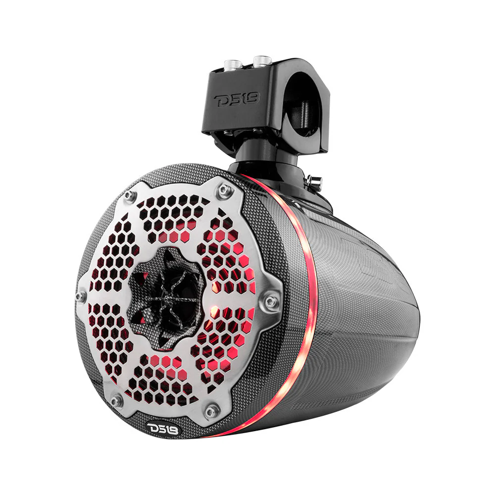 NXL 6.5" Neodymium Marine and Powersports Towers with Built-in Passive Radiator, 1" Driver and LED RGB Lights 150 Watts Rms -Black Carbon Fiber - Image 5
