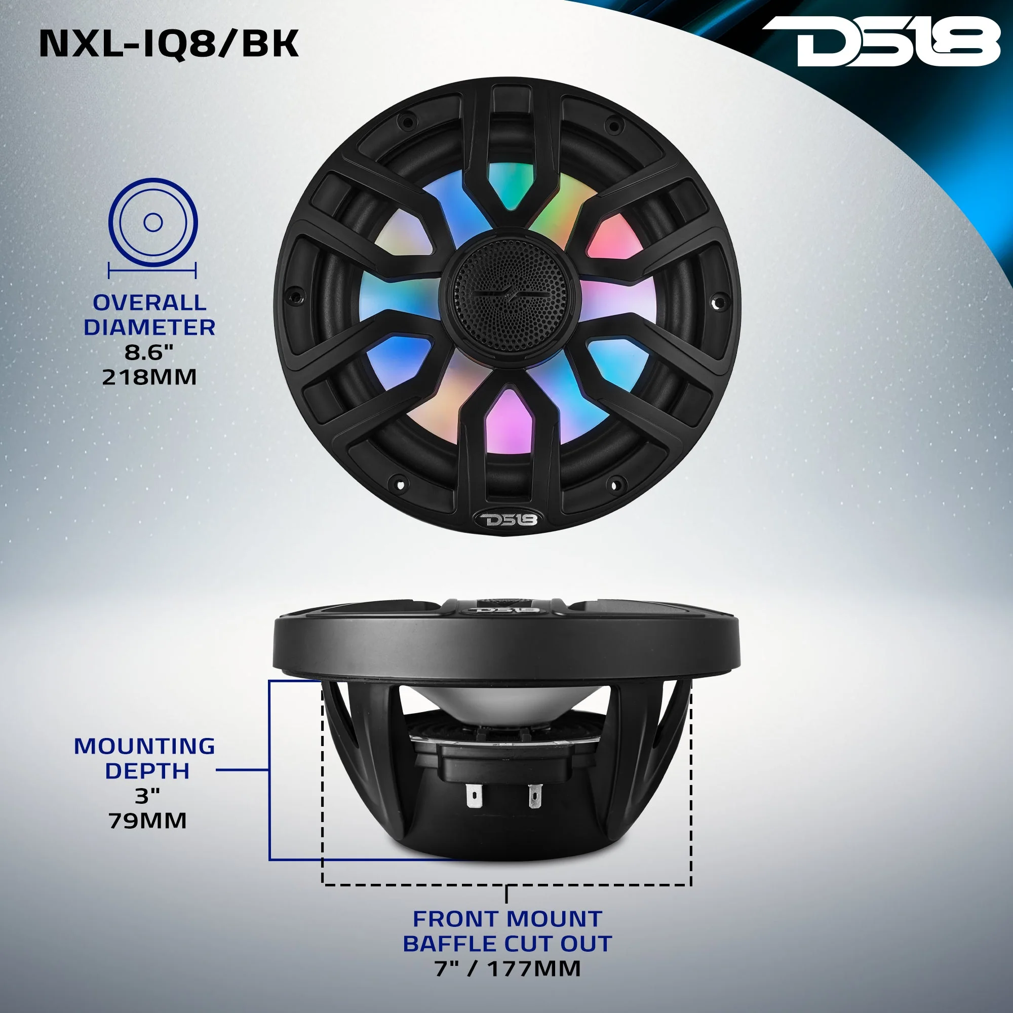 NXL 8" 2-Way Coaxial Marine Speaker With Digital Led Lights And Bullet Tweeter 175 Watts 4-Ohm - Image 9