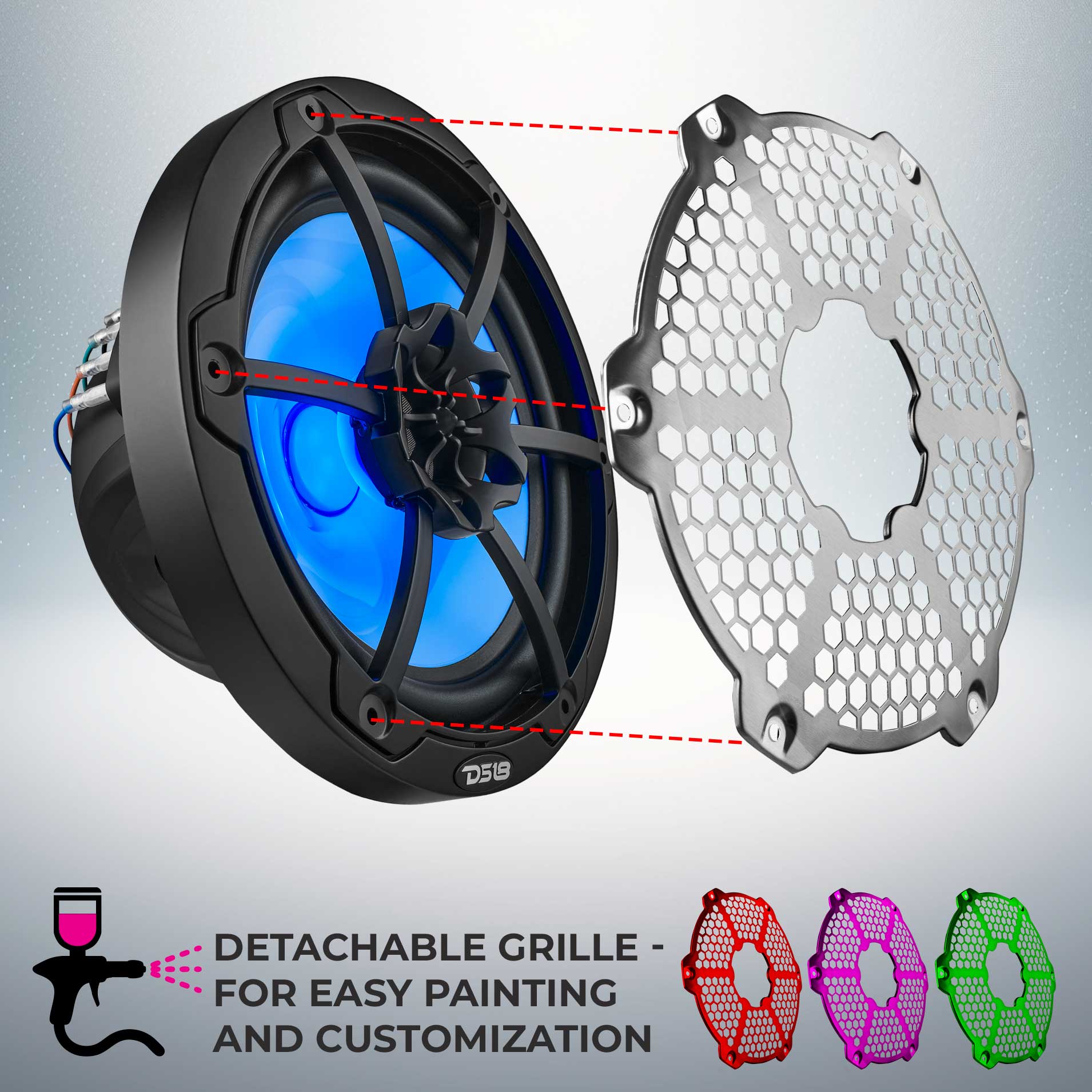 NXL 8" 2-Way Coaxial Marine Speaker With LED RGB Lights 125 Watts Rms 4-Ohm - Image 2