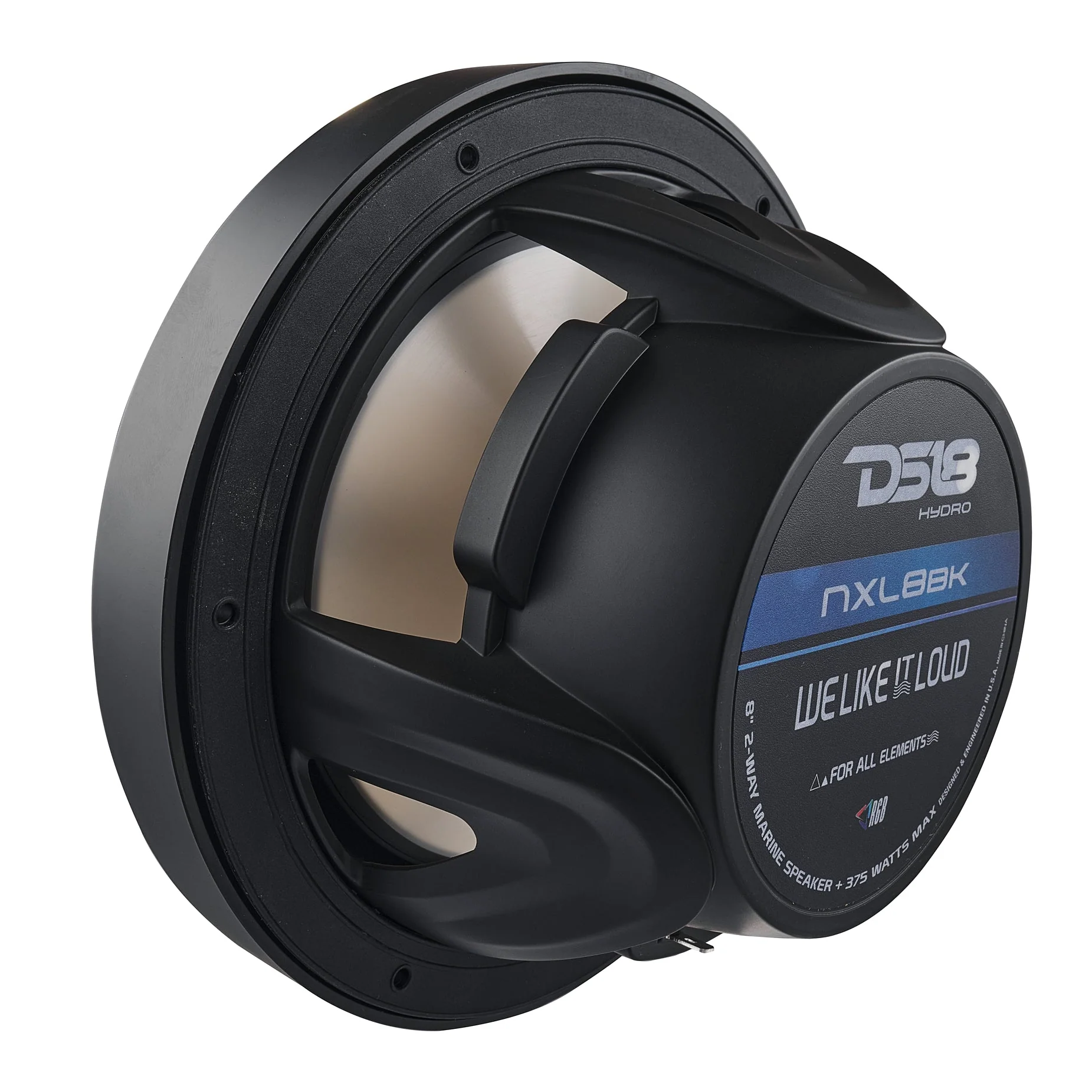 NXL 8" 2-Way Coaxial Marine Speaker With LED RGB Lights 125 Watts Rms 4-Ohm - Black - Image 5
