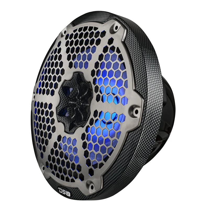 NXL 8" 2-Way Coaxial Marine Speaker With LED RGB Lights 125 Watts Rms 4-Ohm - Black Carbon Fiber - Image 5