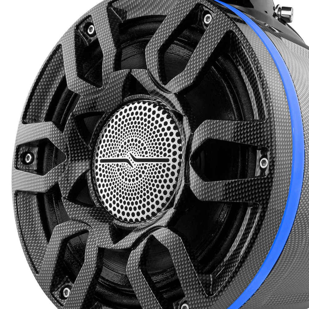 NXL 8" Marine and Powersports Compact PRO Towers with Loudspeaker and driver Built in LED RGB Lights 250 Watts Rms -Black Carbon Fiber (PRO-HY8.4B Included) - Image 2