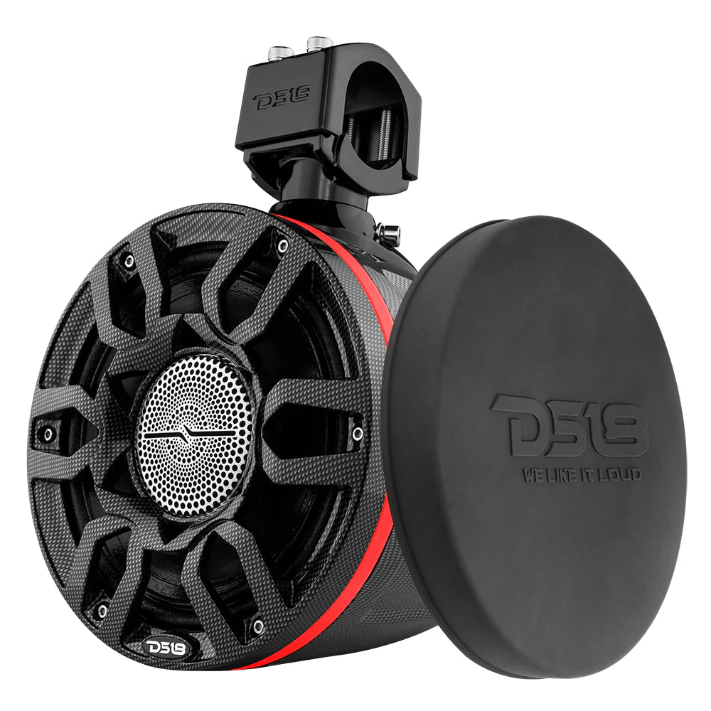 NXL 8" Marine and Powersports Compact PRO Towers with Loudspeaker and driver Built in LED RGB Lights 250 Watts Rms -Black Carbon Fiber (PRO-HY8.4B Included) - Image 4