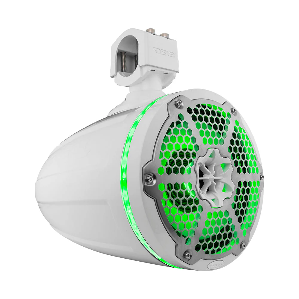 NXL 8" Neodymium Marine and Powersports Towers with Built-in Passive Radiator, 1" Driver and LED RGB Lights 180 Watts Rms -White - Image 4