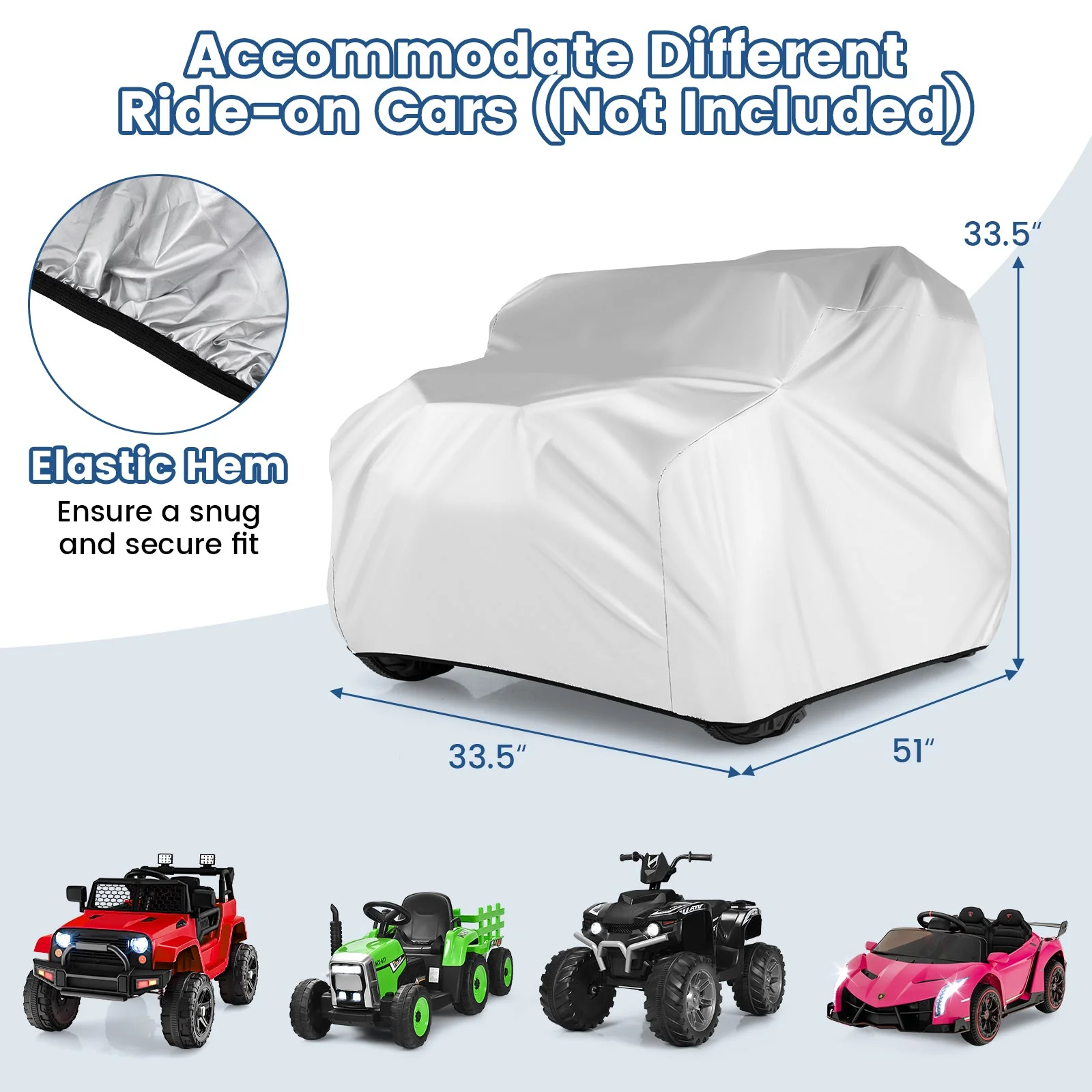 (Only Cover) Kids Car Cover for Power Ride-On Toy Car with Storage Bag - Image 5